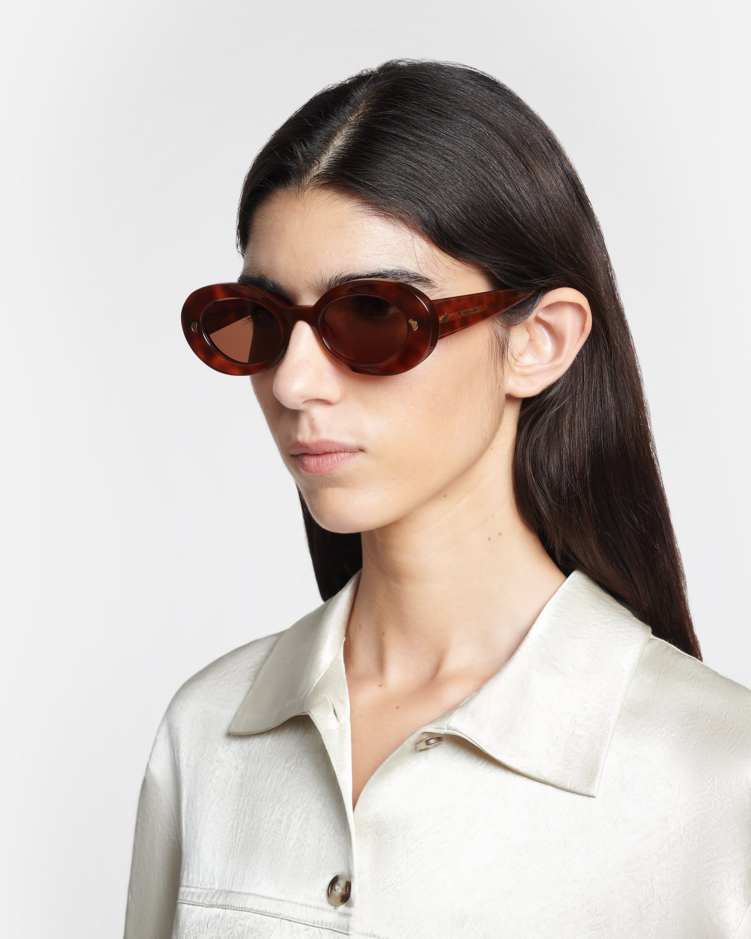 Nanushka Giva - Bio-Plastic Oval Sunglasses - Light Turtle