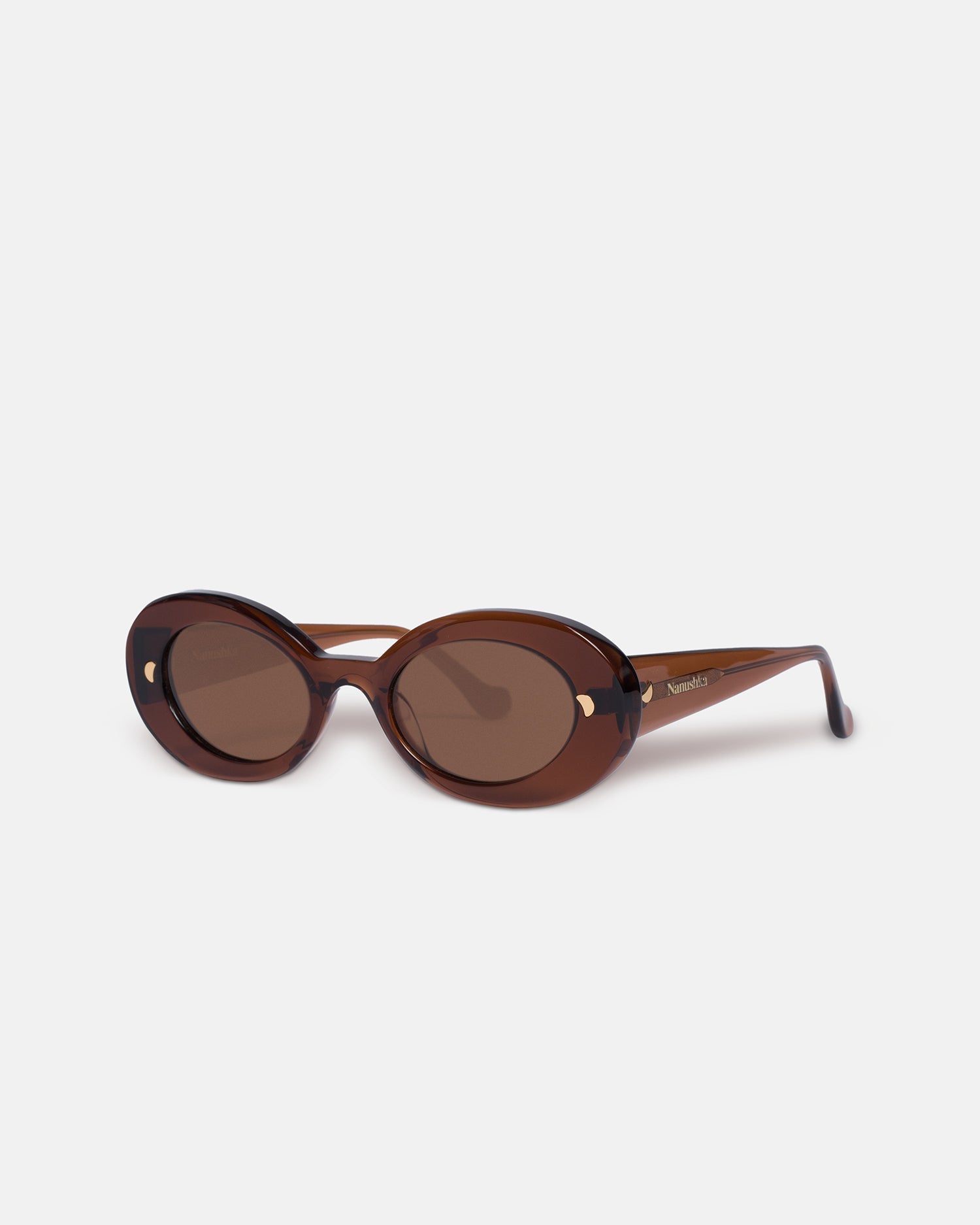 Nanushka Giva - Bio-Plastic Oval Sunglasses - Brown