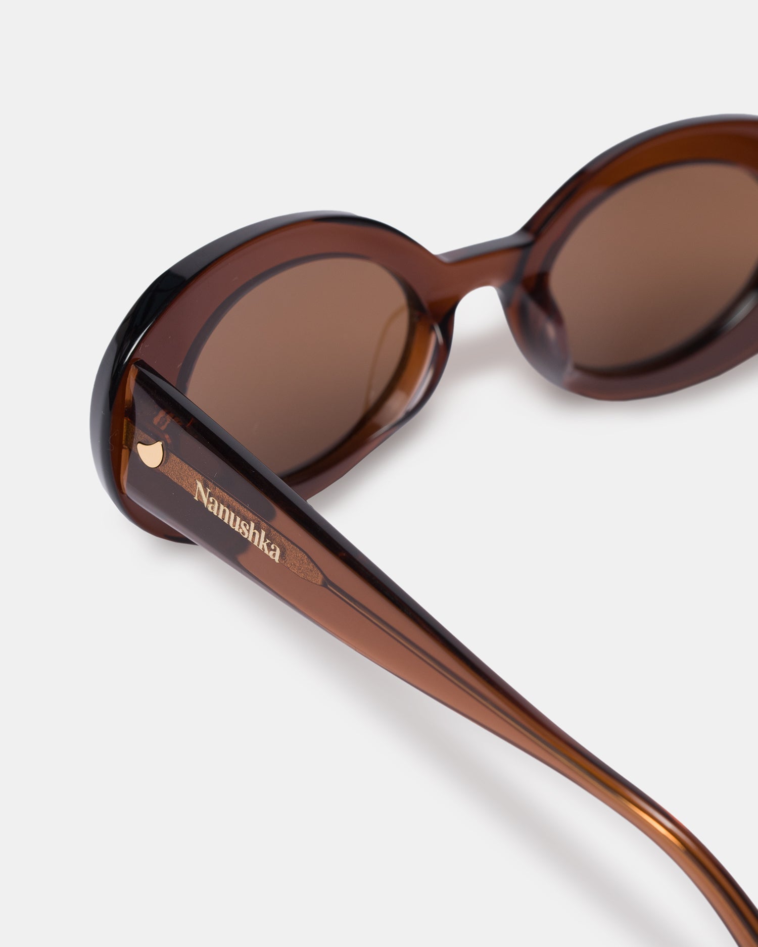 Nanushka Giva - Bio-Plastic Oval Sunglasses - Brown