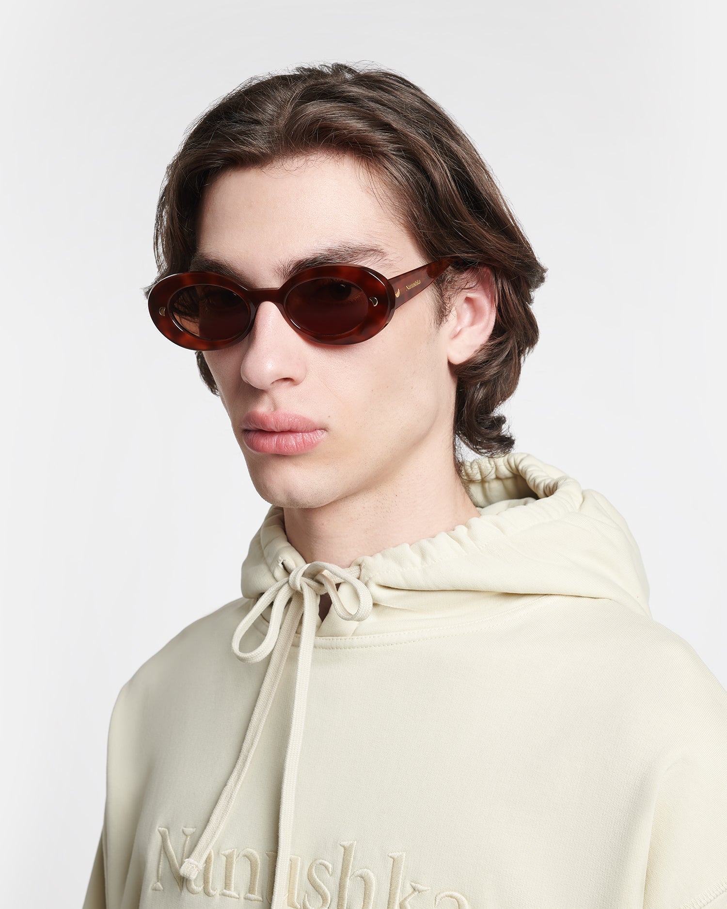 Nanushka Giva - Bio-Plastic Oval Sunglasses - Light Turtle