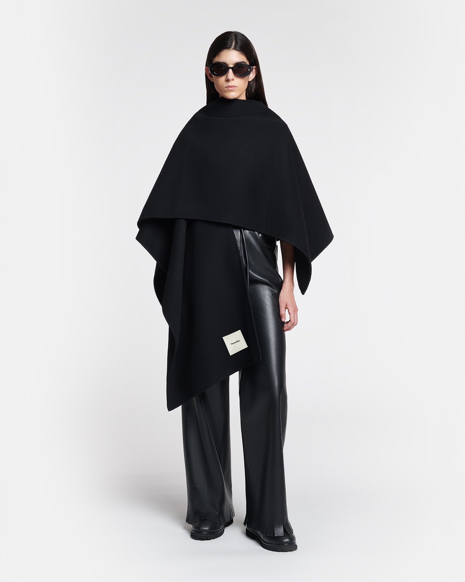Nanushka Kamin - Wool And Silk-Blend Shawl - Black