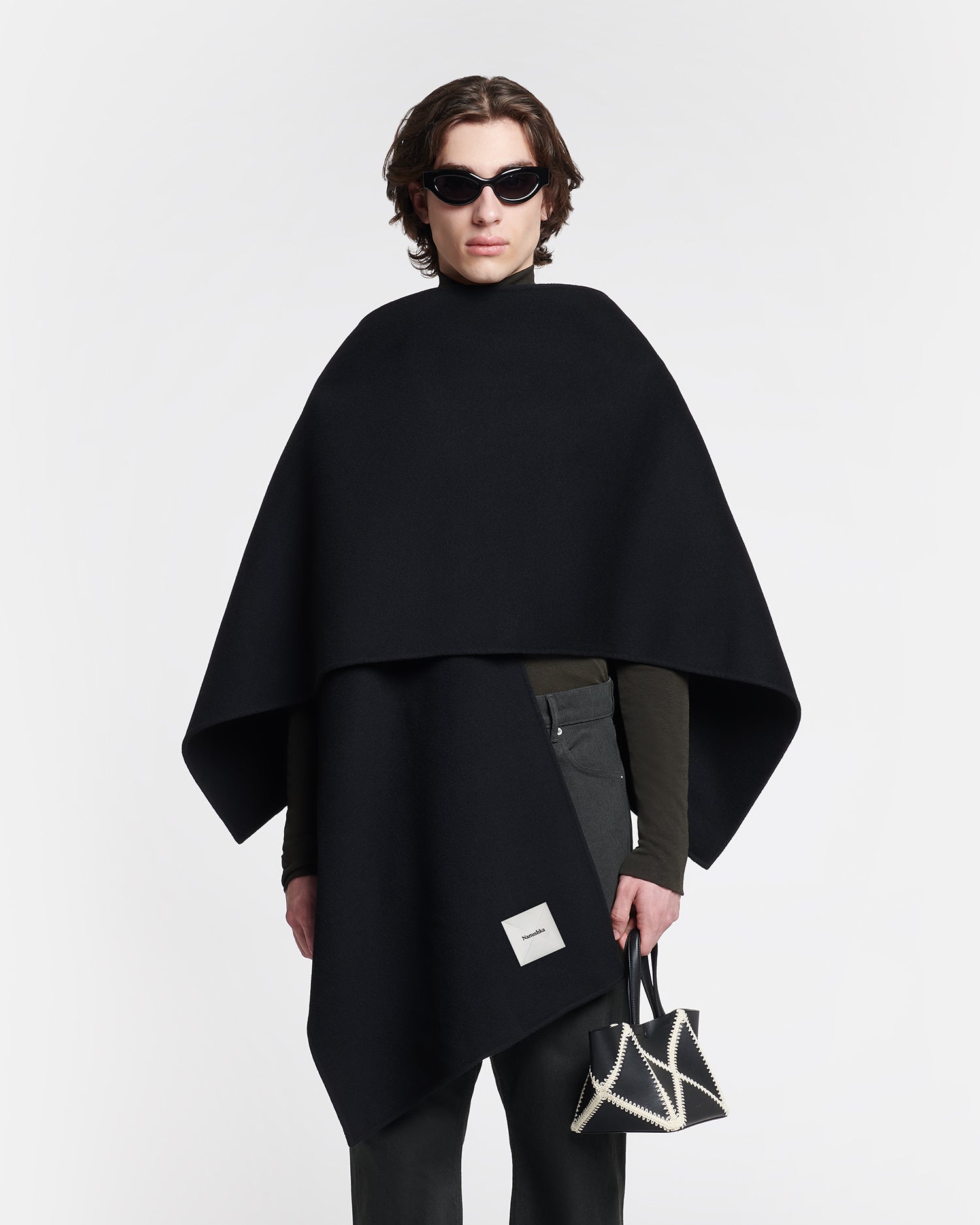 Nanushka Kamin - Wool And Silk-Blend Shawl - Black