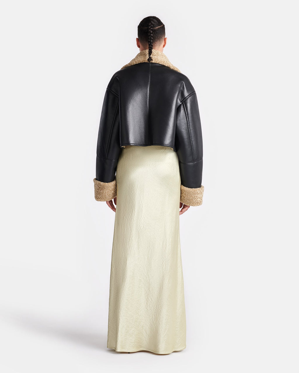Nanushka Jemma - Bonded Shearling Jacket - Cornstalk/Black