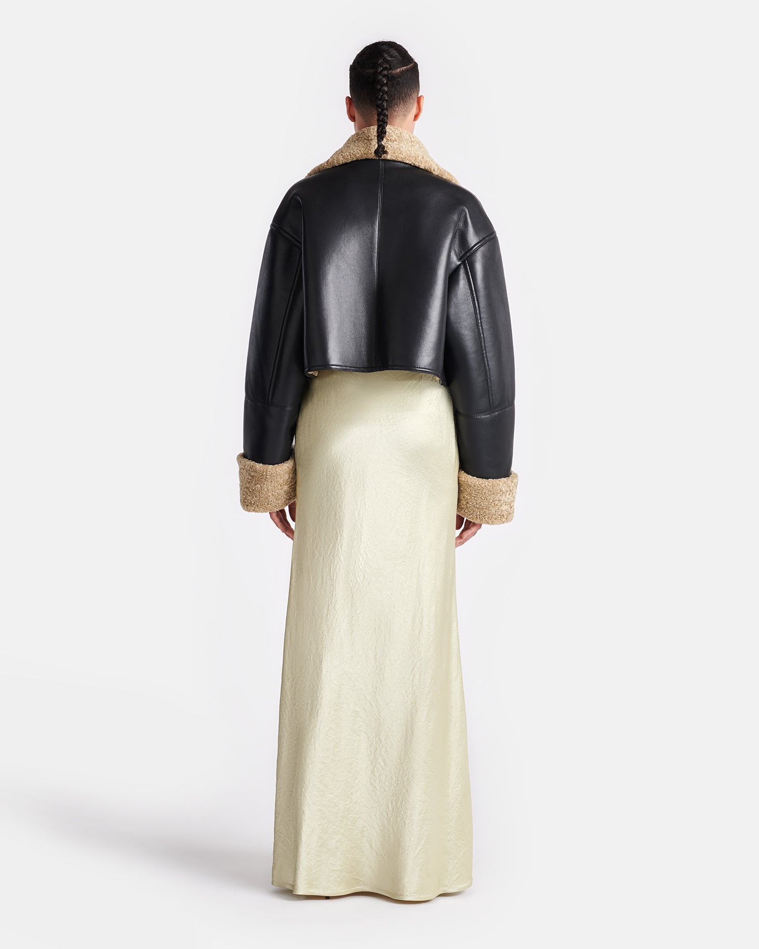 Nanushka Jemma - Bonded Shearling Jacket - Cornstalk/Black