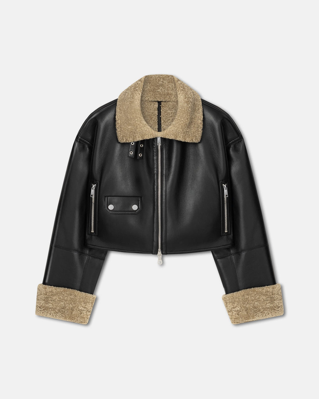 Nanushka Jemma - Bonded Shearling Jacket - Cornstalk/Black