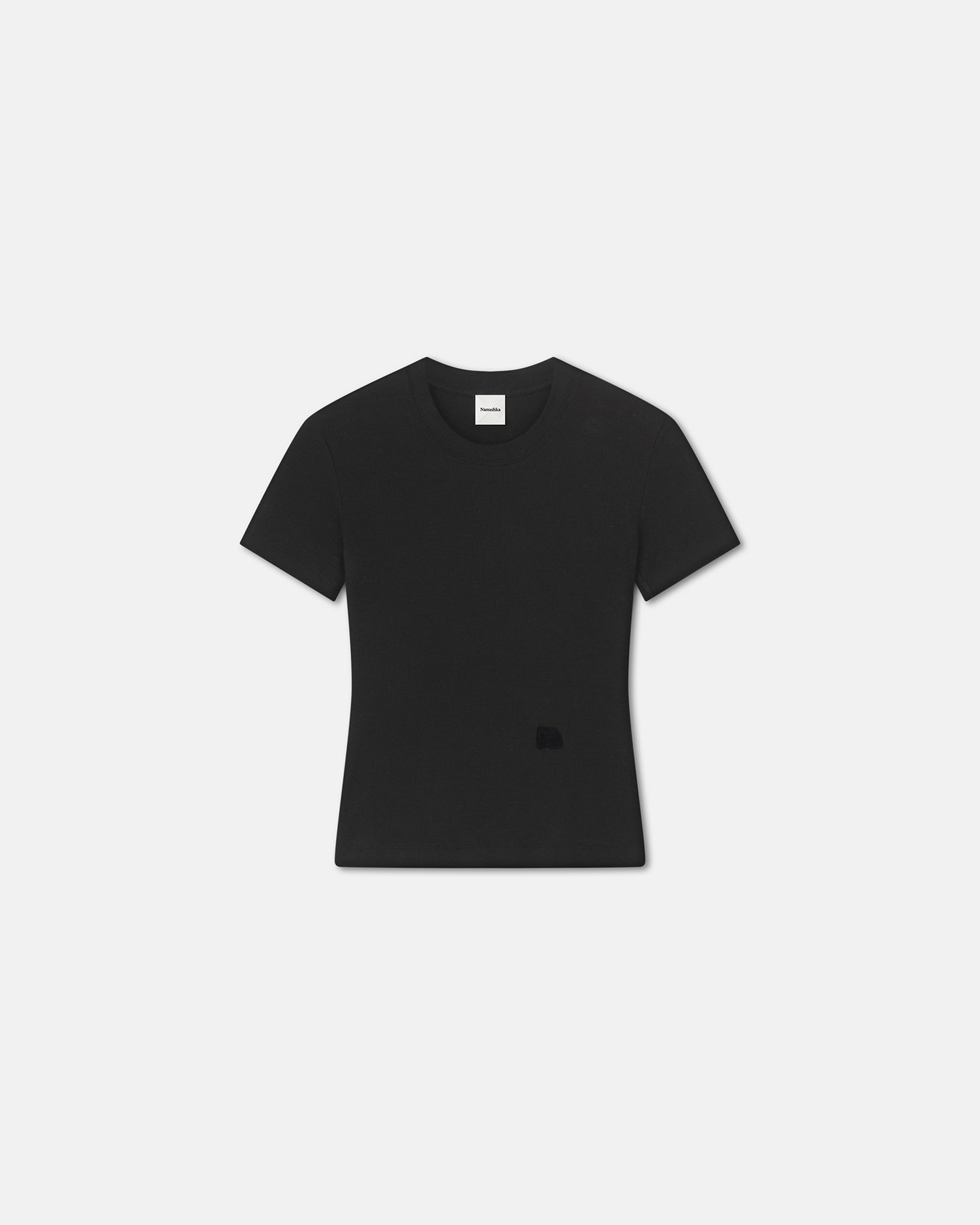 Nanushka Axton - Cropped Ribbed Cotton-Jersey T-Shirt - Black