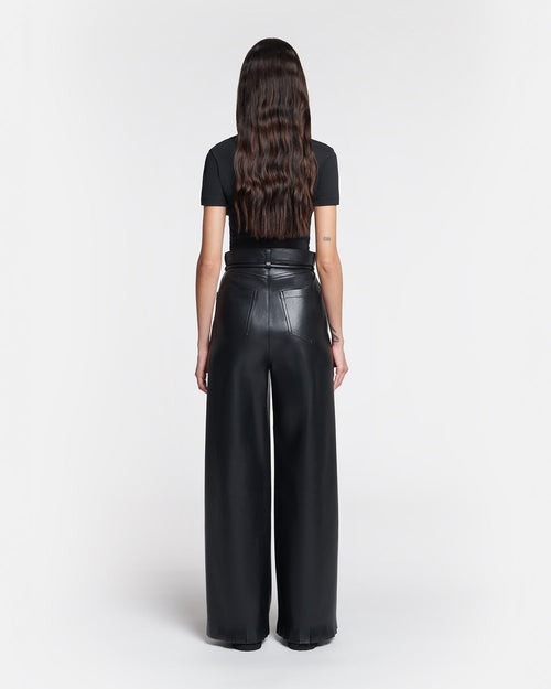 Nanushka Axton - Cropped Ribbed Cotton-Jersey T-Shirt - Black