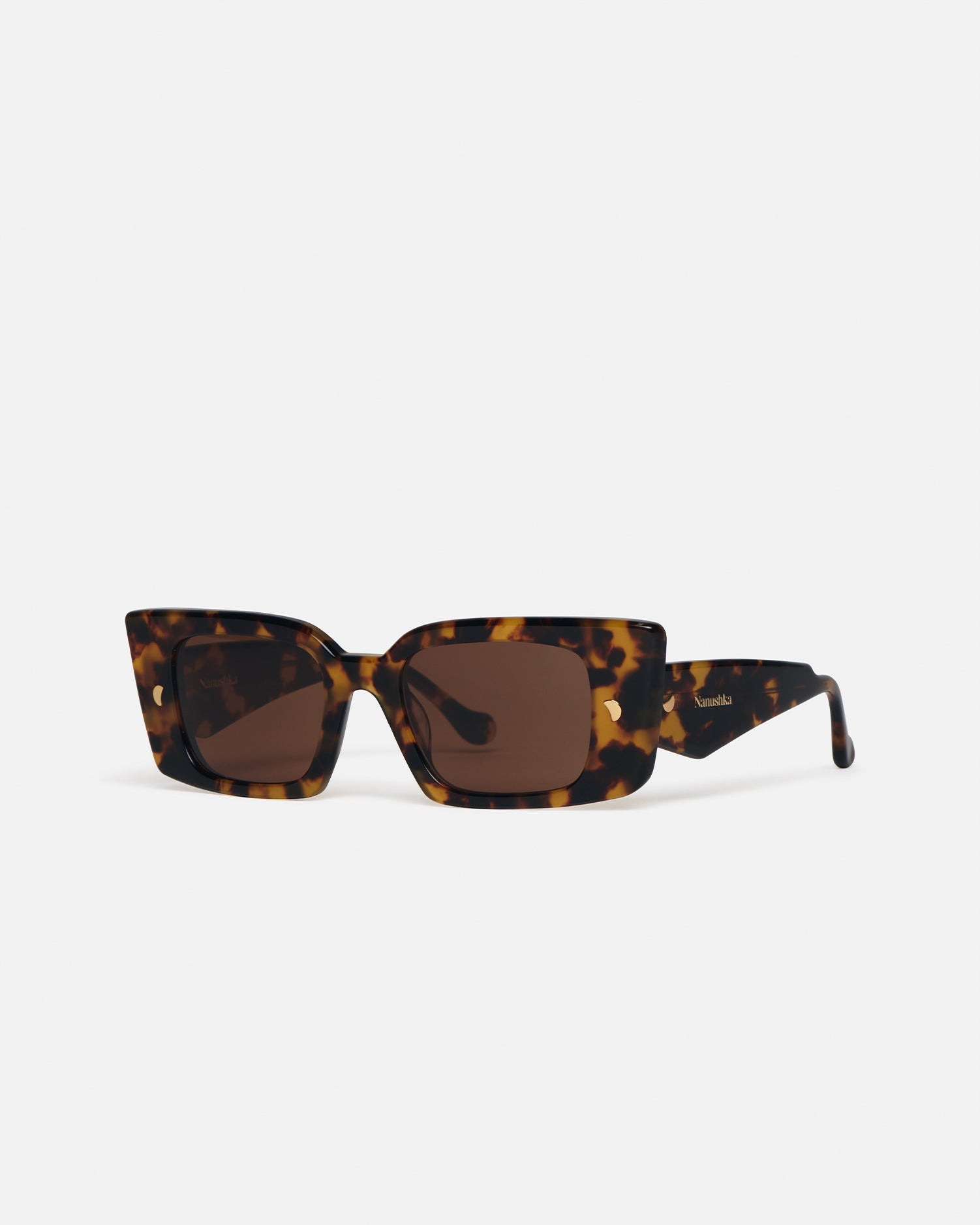 Nanushka Carmel - Bio-Plastic Rectangle-Frame Sunglasses - Dark Amber
