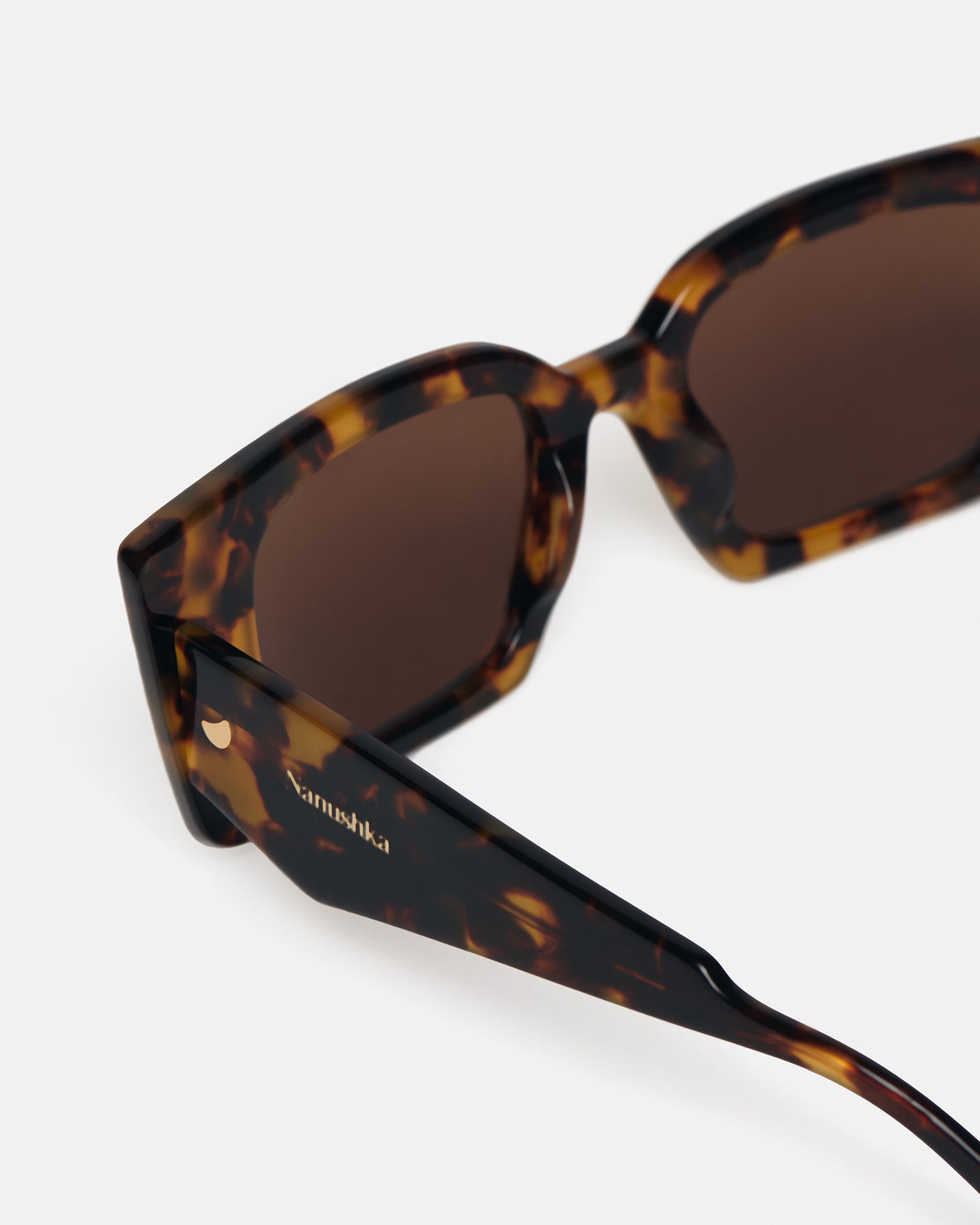 Nanushka Carmel - Bio-Plastic Rectangle-Frame Sunglasses - Dark Amber