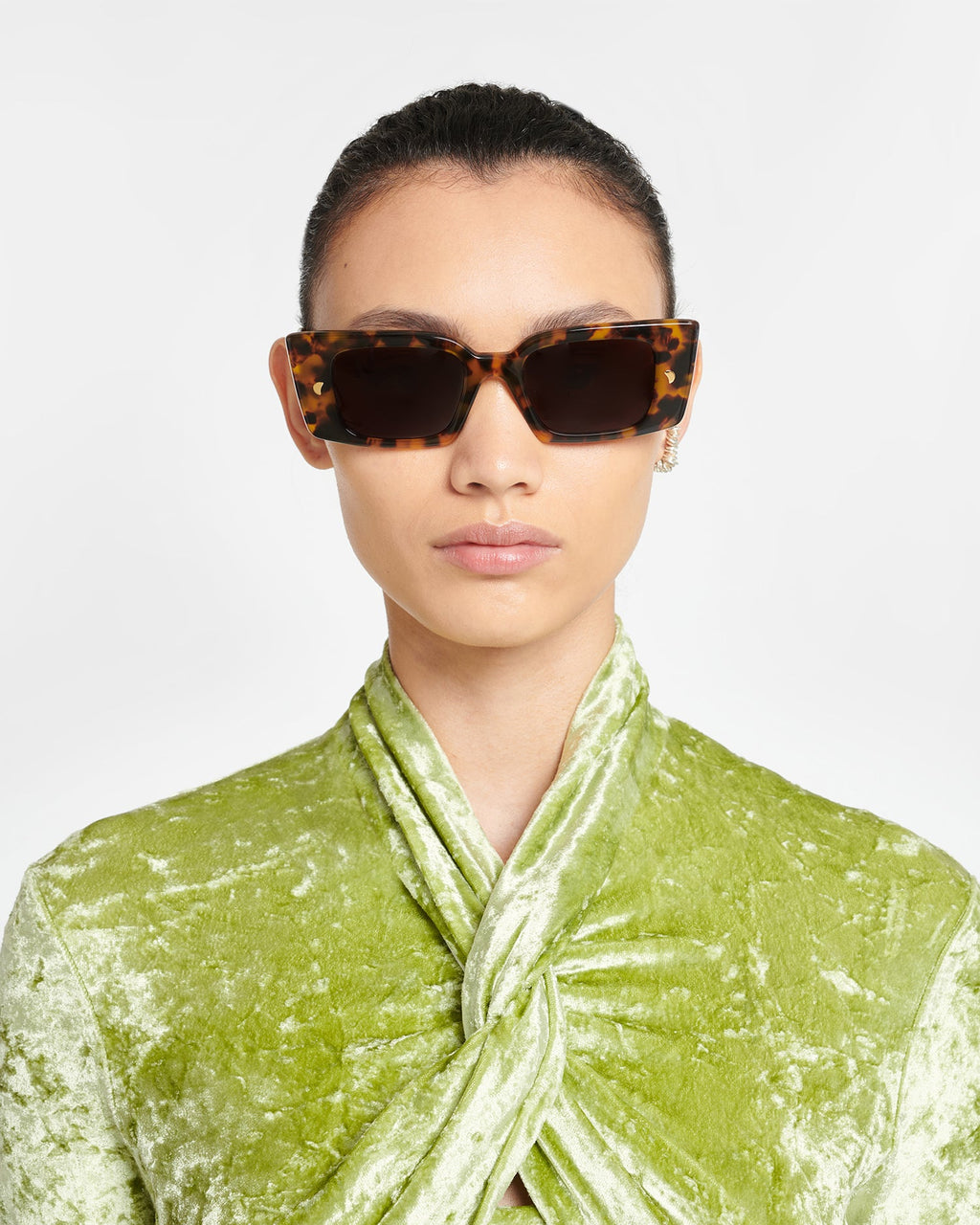 Nanushka Carmel - Bio-Plastic Rectangle-Frame Sunglasses - Dark Amber