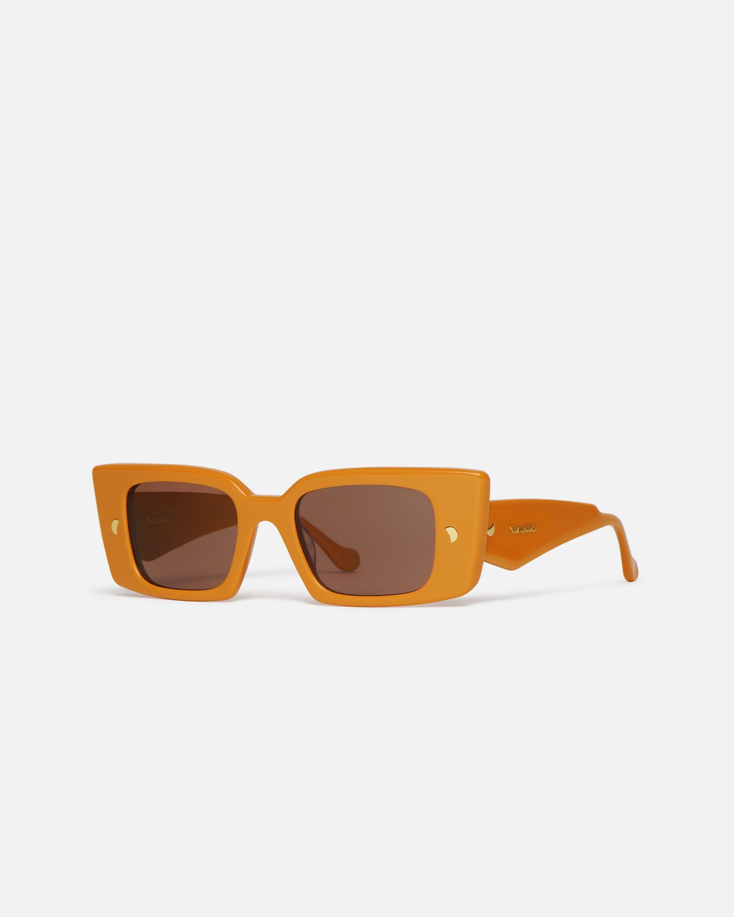 Nanushka Carmel - Bio-Plastic Rectangle-Frame Sunglasses - Burnt Orange