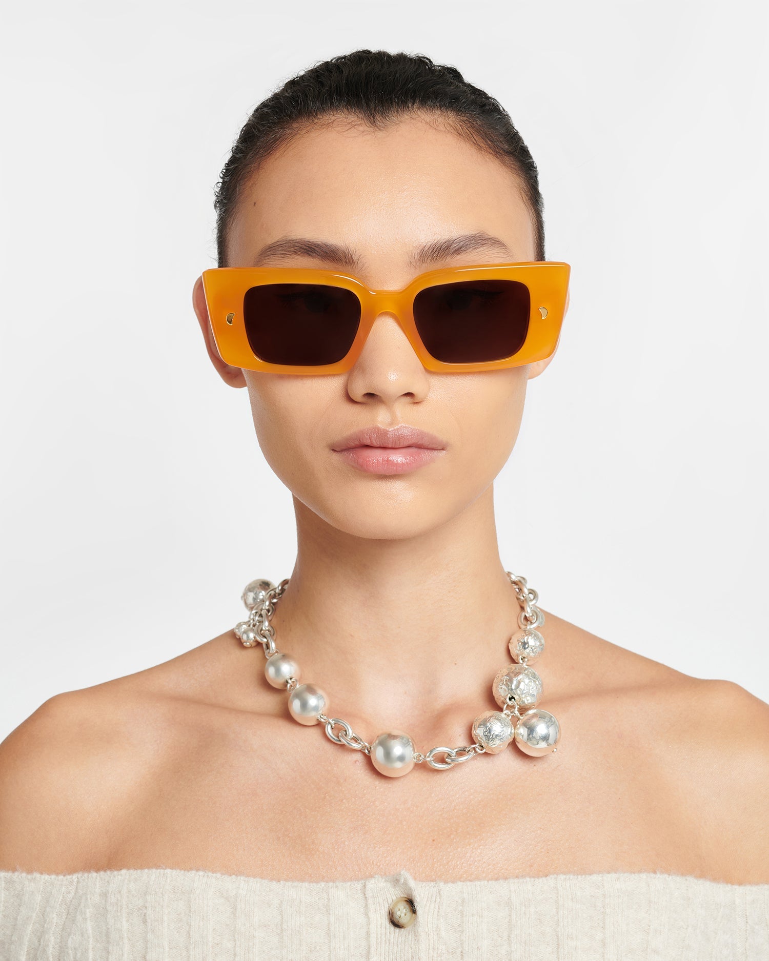 Nanushka Carmel - Bio-Plastic Rectangle-Frame Sunglasses - Burnt Orange