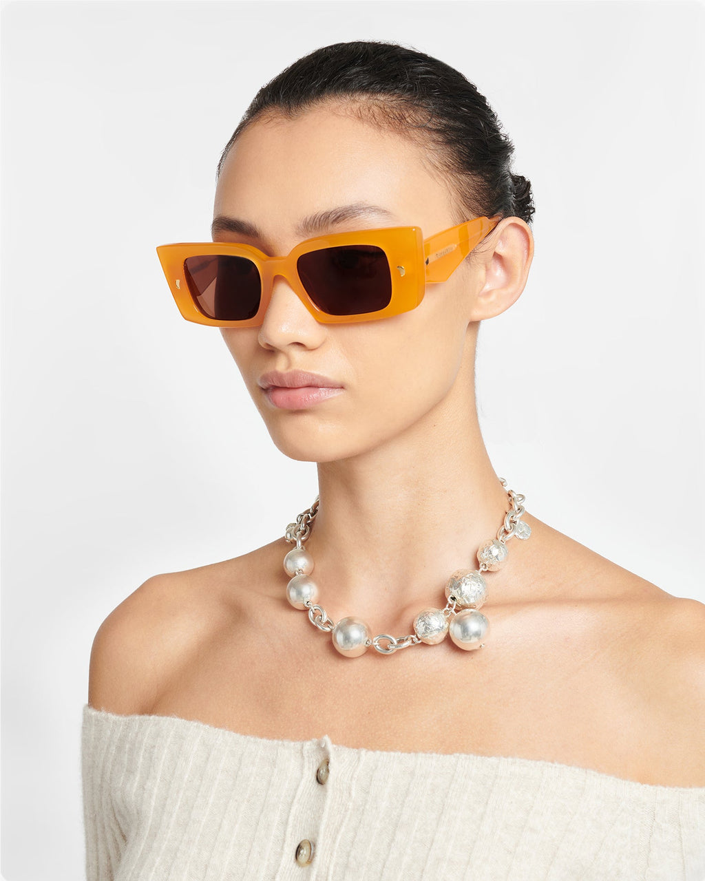Nanushka Carmel - Bio-Plastic Rectangle-Frame Sunglasses - Burnt Orange