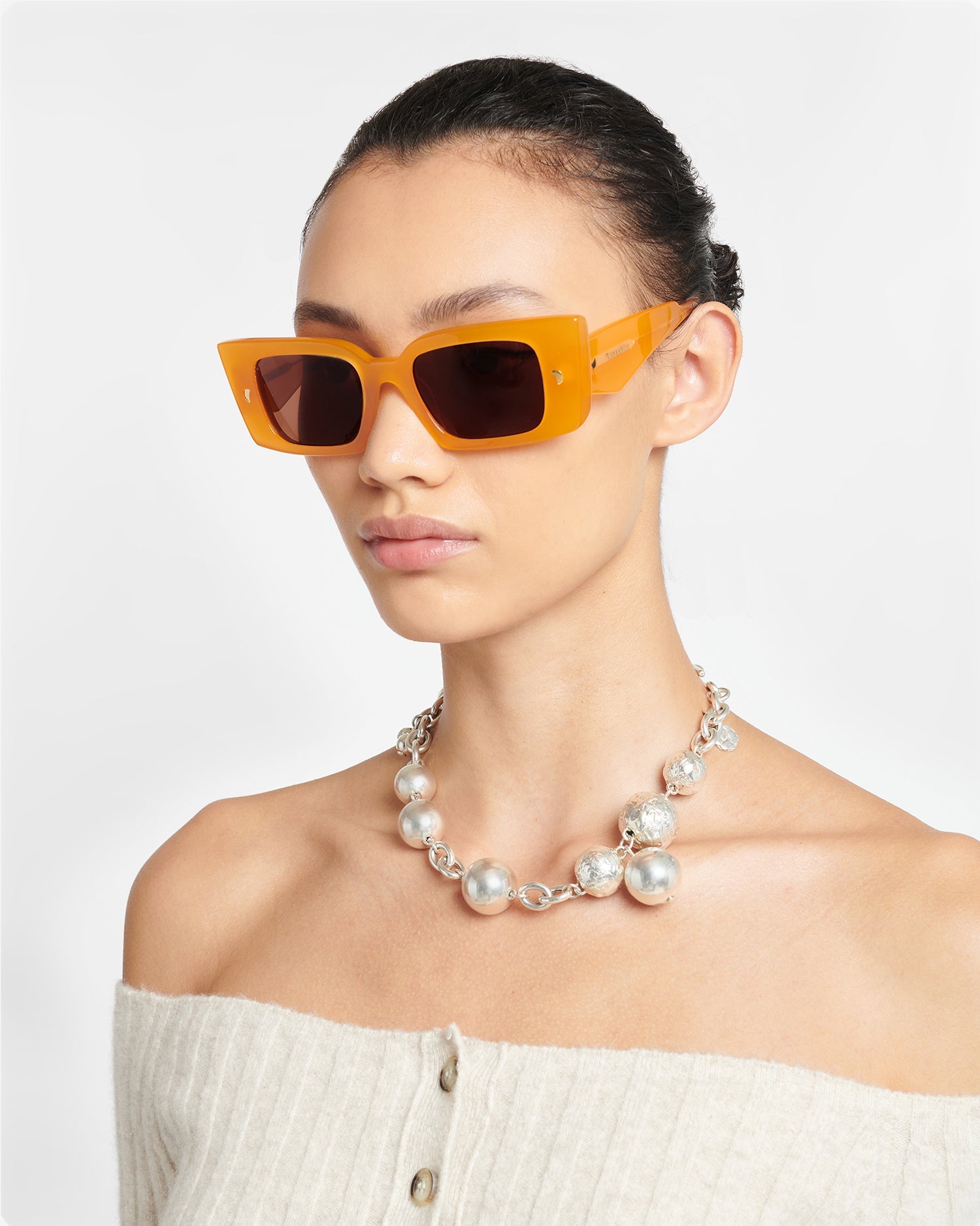 Nanushka Carmel - Bio-Plastic Rectangle-Frame Sunglasses - Burnt Orange