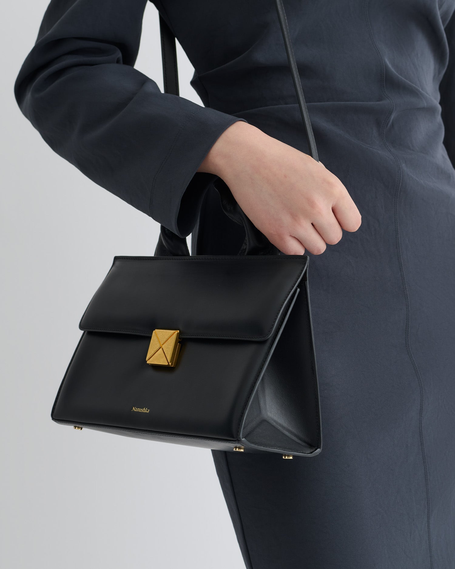 Nanushka The SANDI Lock - Top Handle Bag - Black