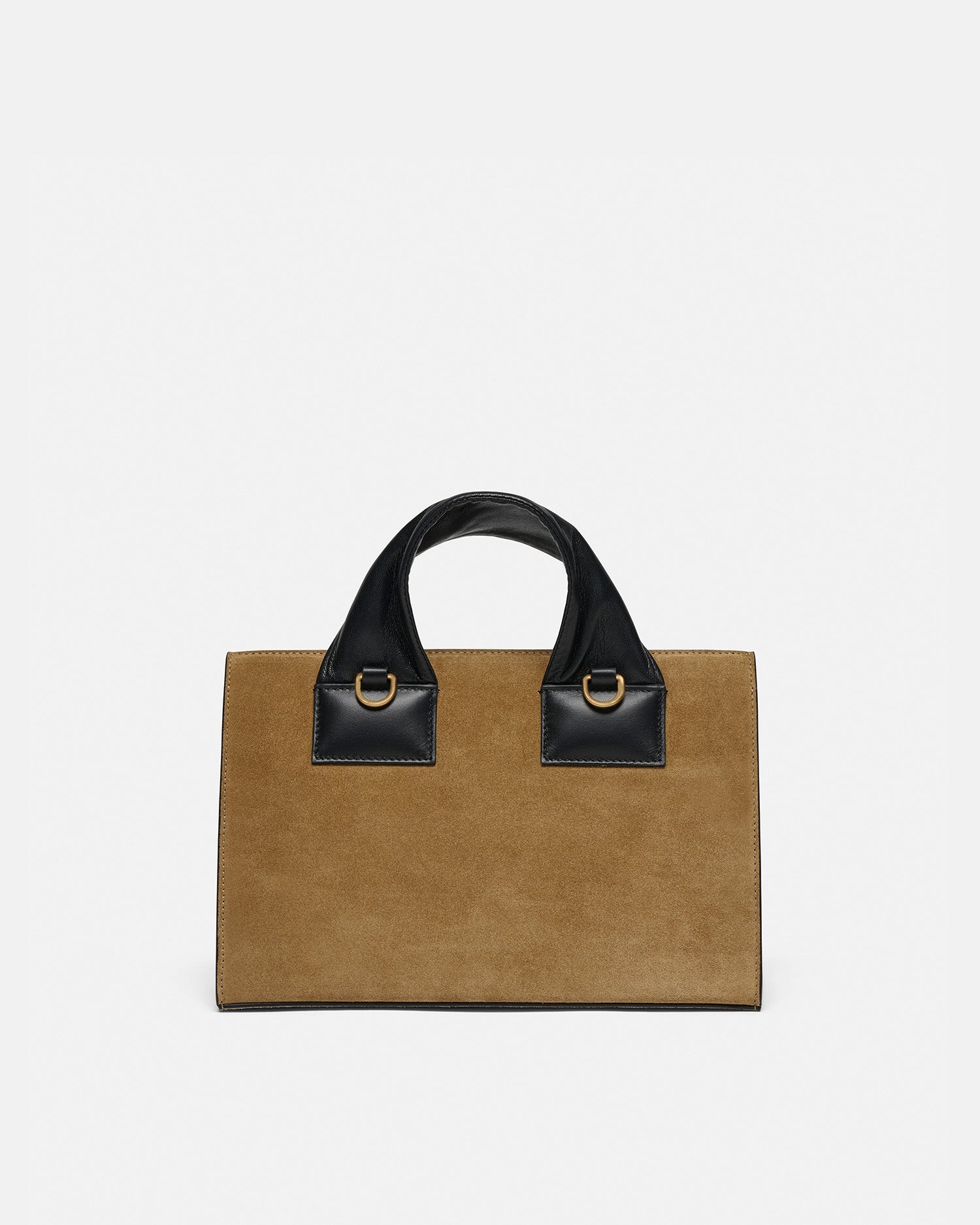 Nanushka The SANDI Lock - Top Handle Bag - Brown Suede