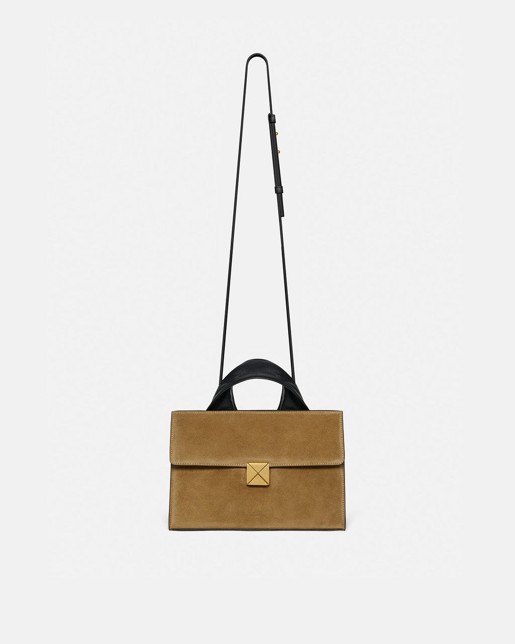 Nanushka The SANDI Lock - Top Handle Bag - Brown Suede
