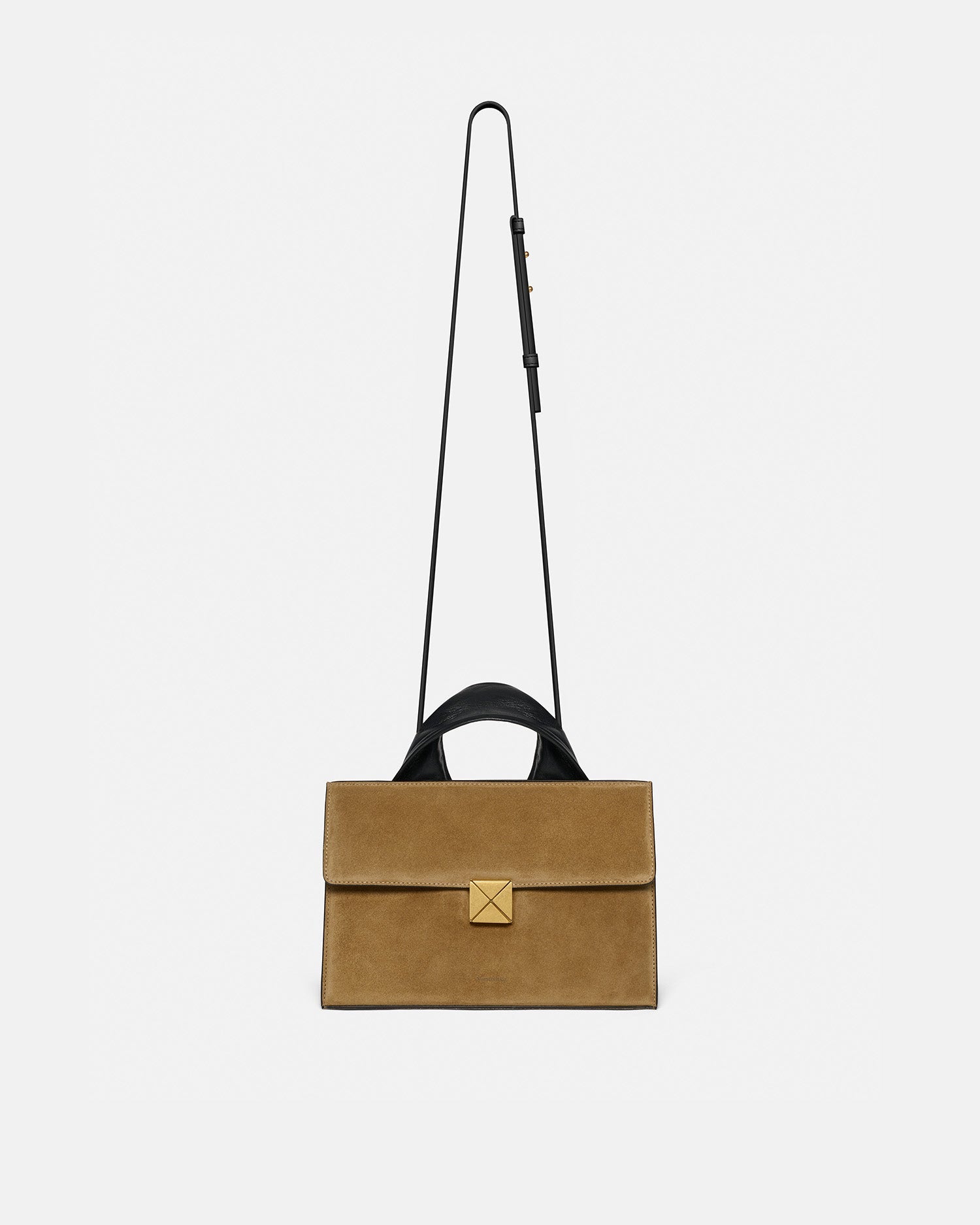 Nanushka The SANDI Lock - Top Handle Bag - Brown Suede