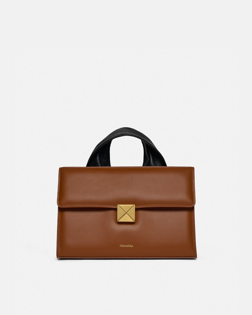 Nanushka The SANDI Lock - Top Handle Bag - Tan