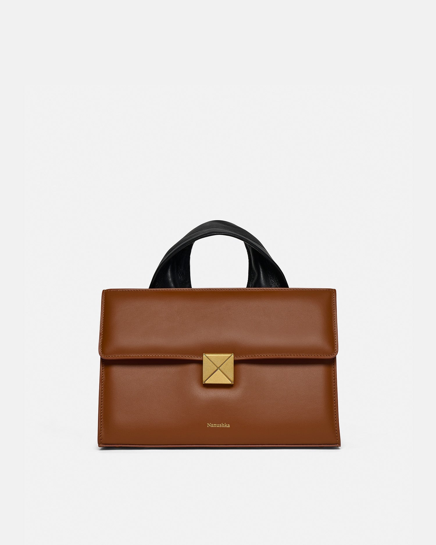 Nanushka The SANDI Lock - Top Handle Bag - Tan