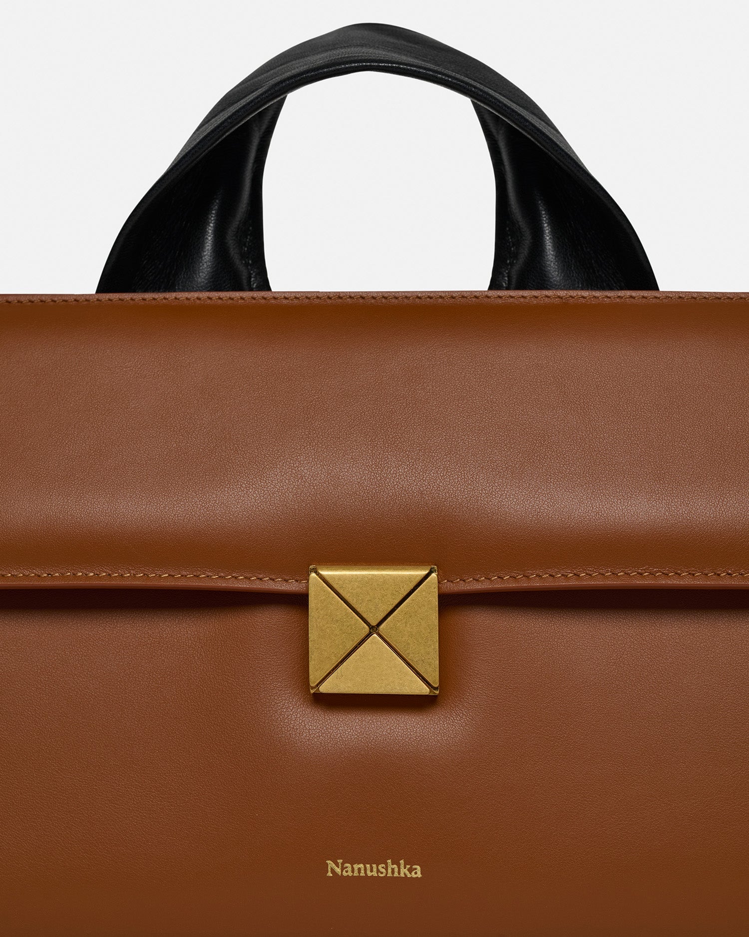 Nanushka The SANDI Lock - Top Handle Bag - Tan