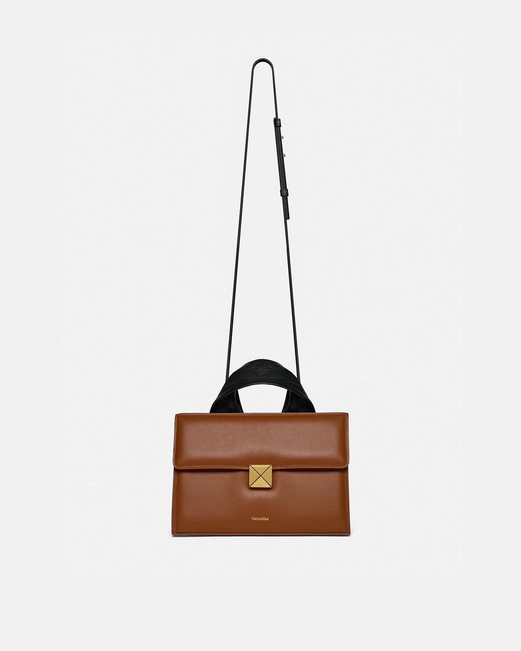 Nanushka The SANDI Lock - Top Handle Bag - Tan