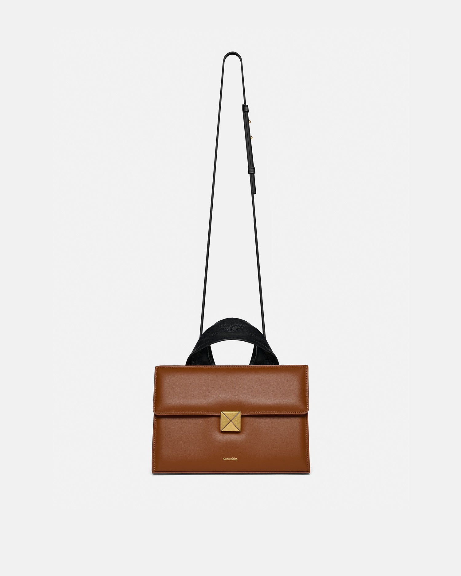 Nanushka The SANDI Lock - Top Handle Bag - Tan