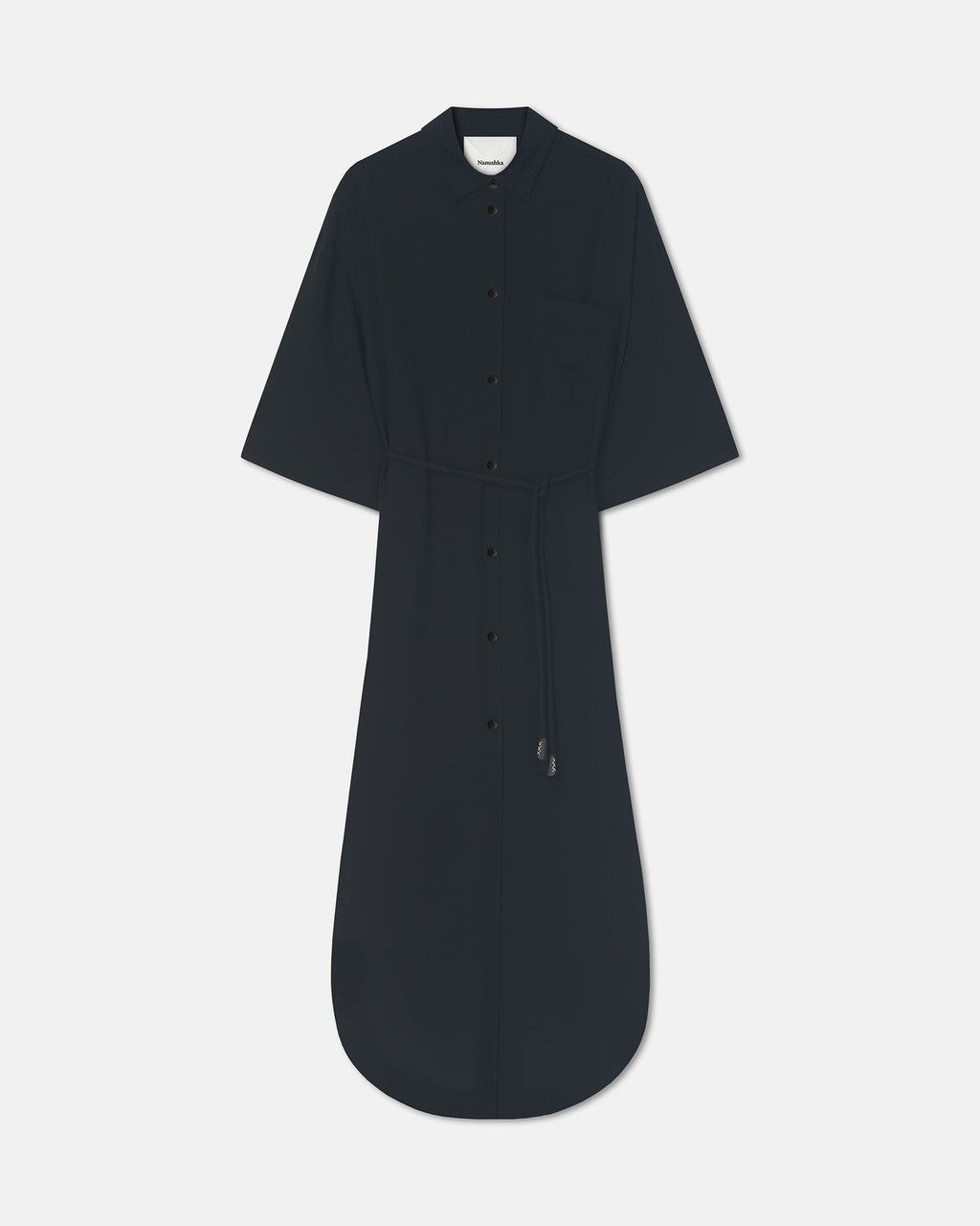 Nanushka Damala - Tech Linen Shirt Dress - Black