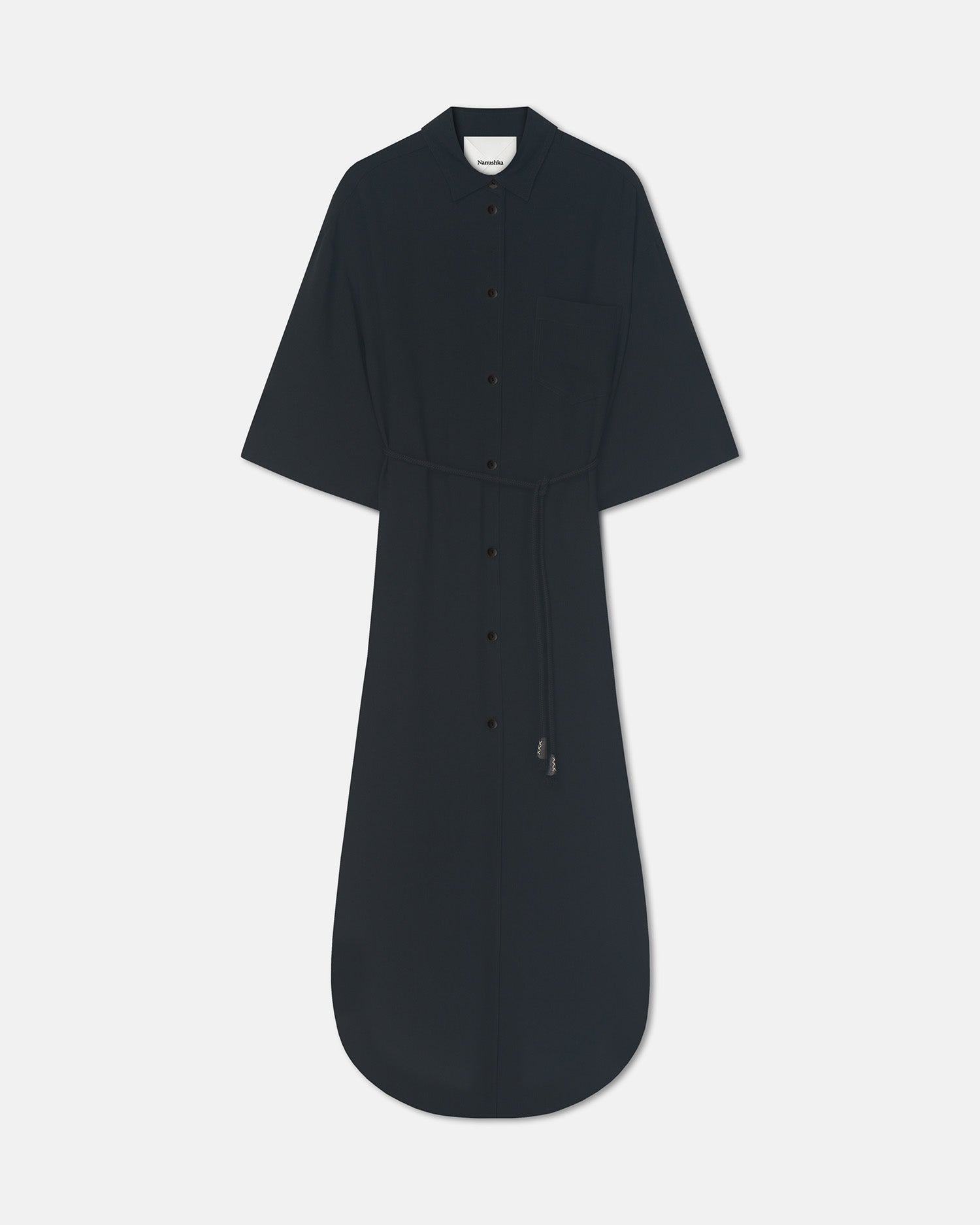 Nanushka Damala - Tech Linen Shirt Dress - Black