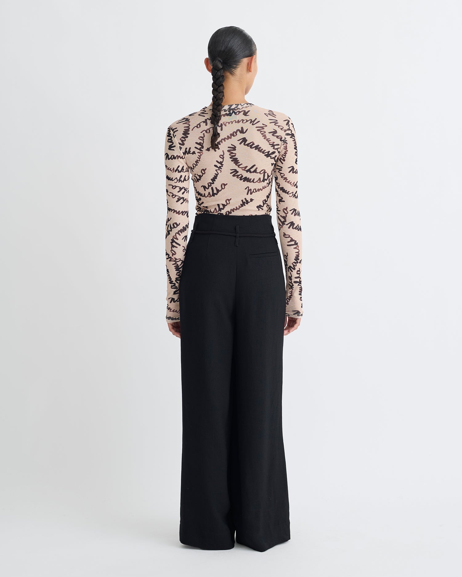 Nanushka Nevada - Tech Linen Belted Pants - Black