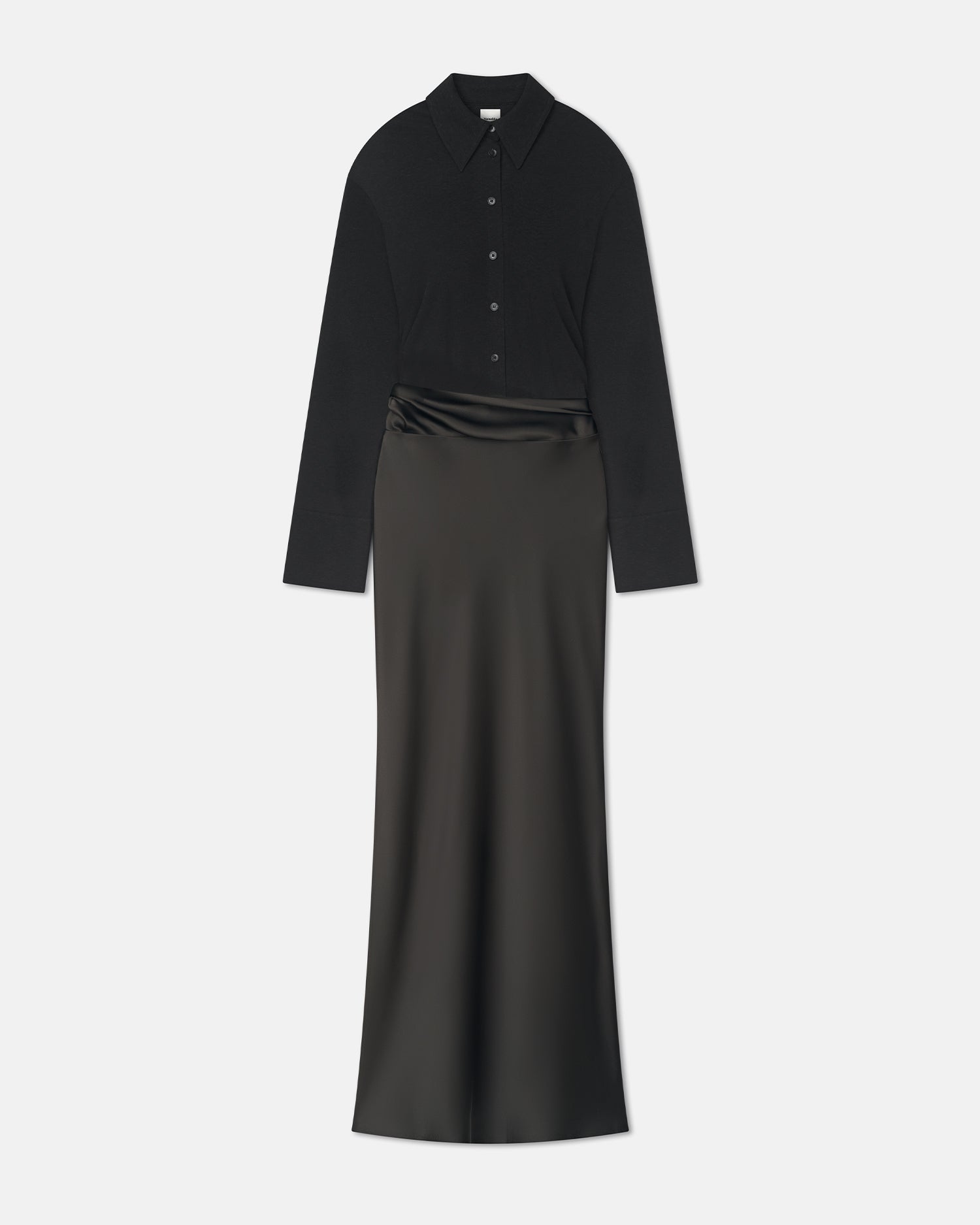Nanushka Scylla - Mesh Jersey And Slip Satin Dress - Dark Green/Anthracite