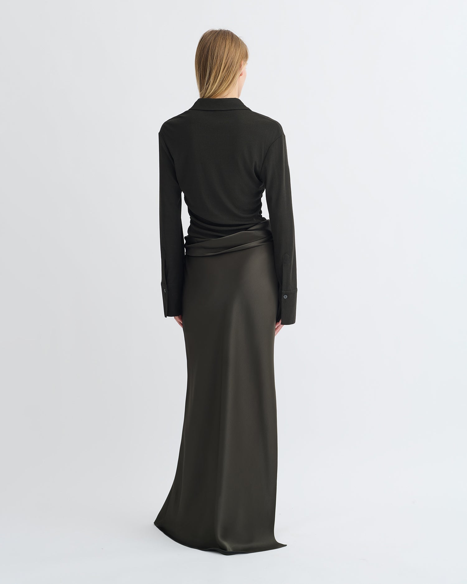 Nanushka Scylla - Mesh Jersey And Slip Satin Dress - Dark Green/Anthracite