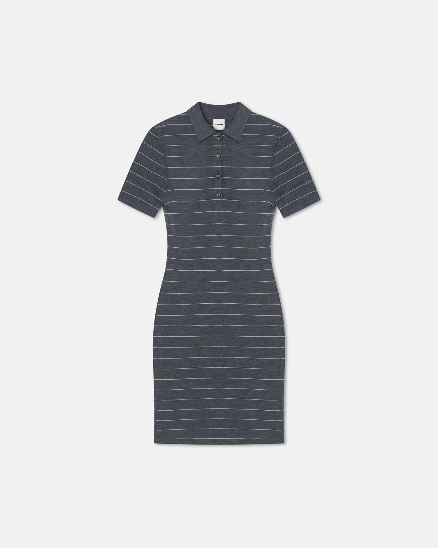 Nanushka Safiyah - Striped Terry Merino Mini Dress - Grey Stripe