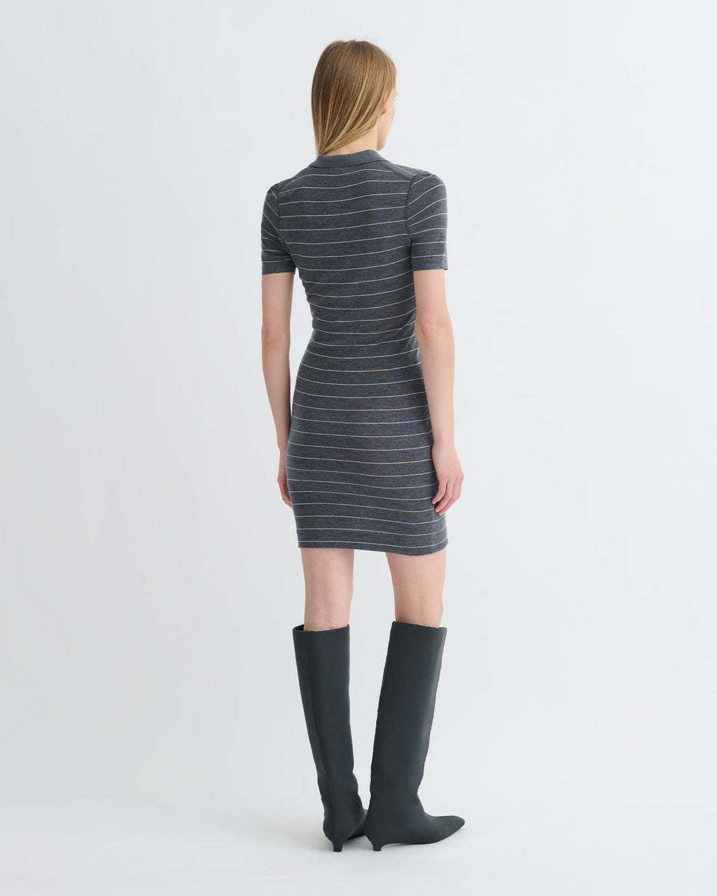 Nanushka Safiyah - Striped Terry Merino Mini Dress - Grey Stripe