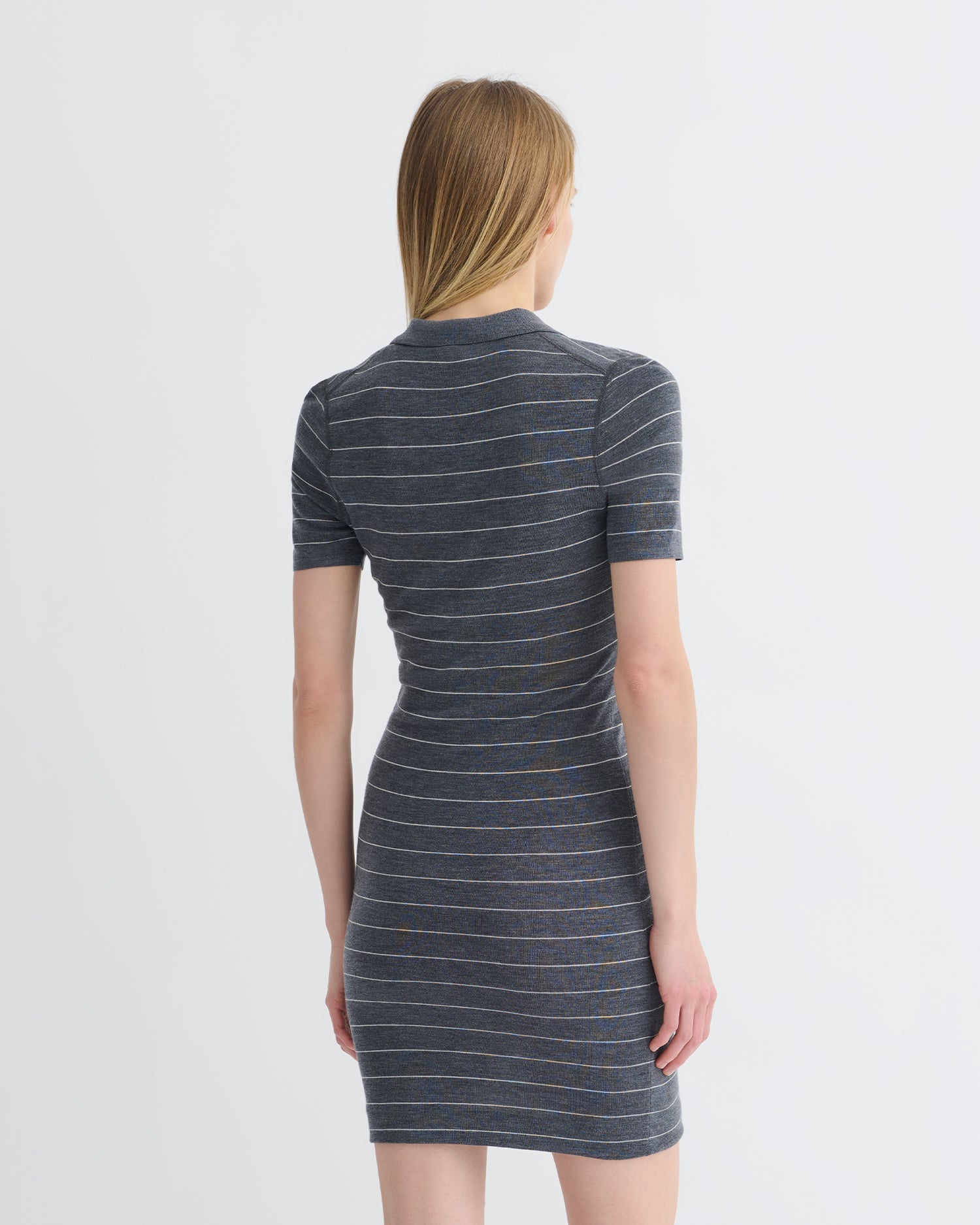 Nanushka Safiyah - Striped Terry Merino Mini Dress - Grey Stripe