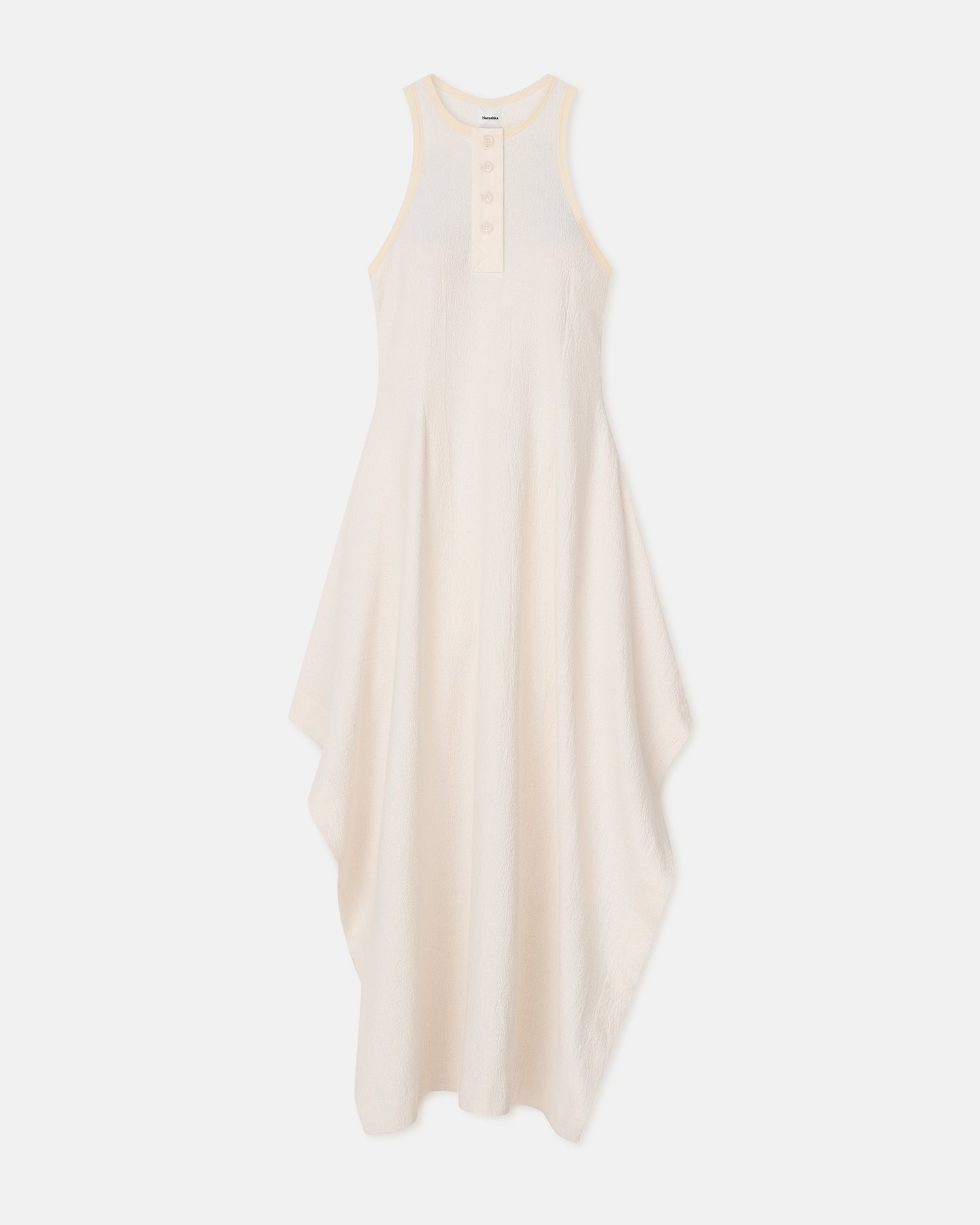 Nanushka Thoosa - Draped Crepe Melange Midi Dress - Creme