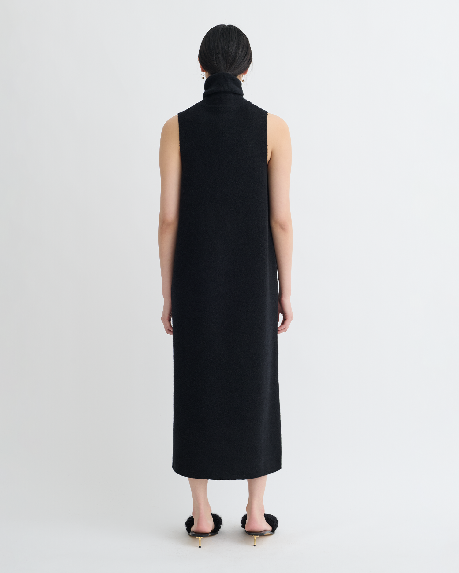 Nanushka Jessam - Merino Wool Turtleneck Dress - Black/Roses