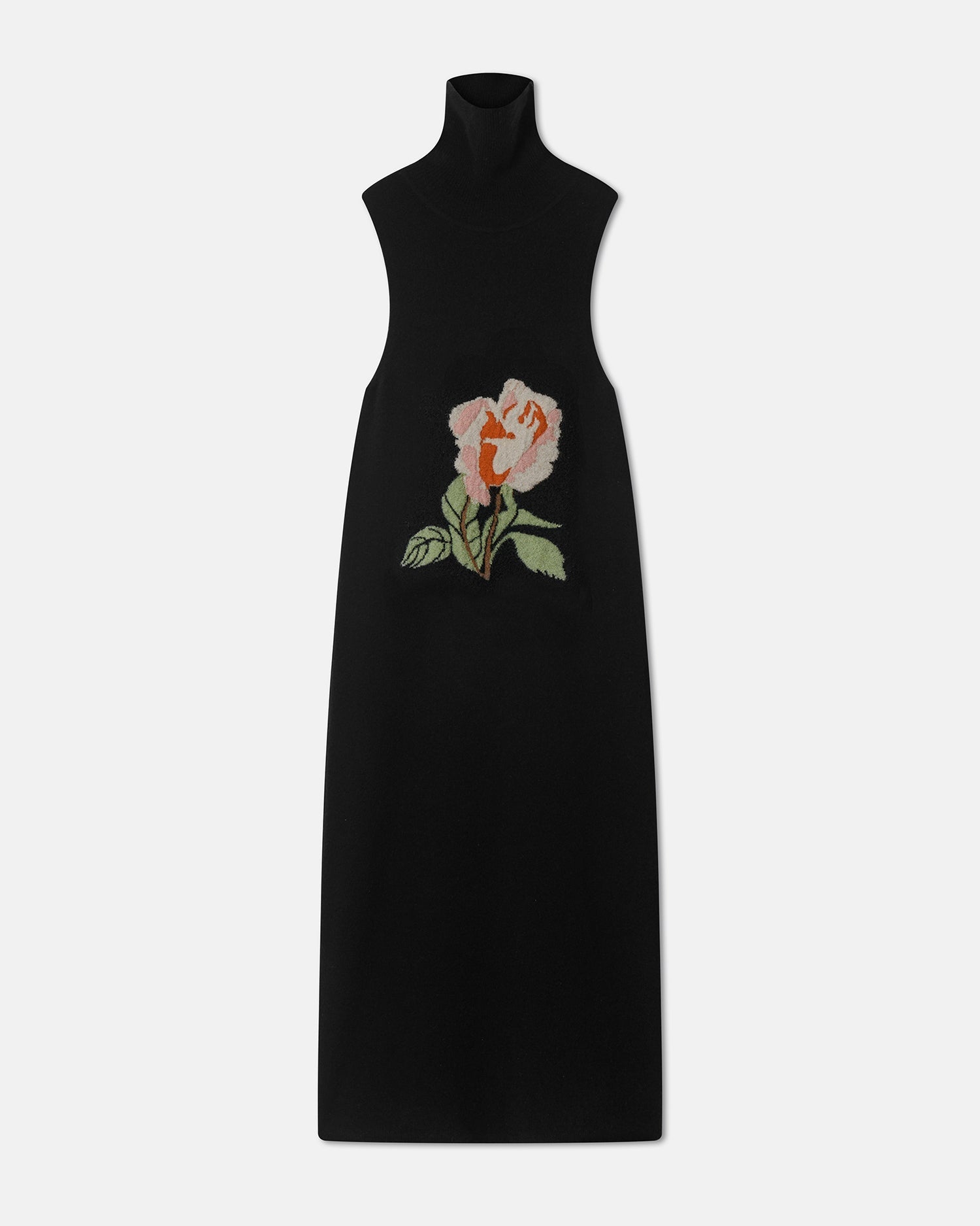 Nanushka Jessam - Merino Wool Turtleneck Dress - Black/Roses
