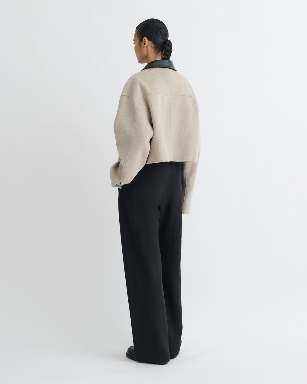 Nanushka Phebe - Cropped Double Wool Jacket - Stone/Black