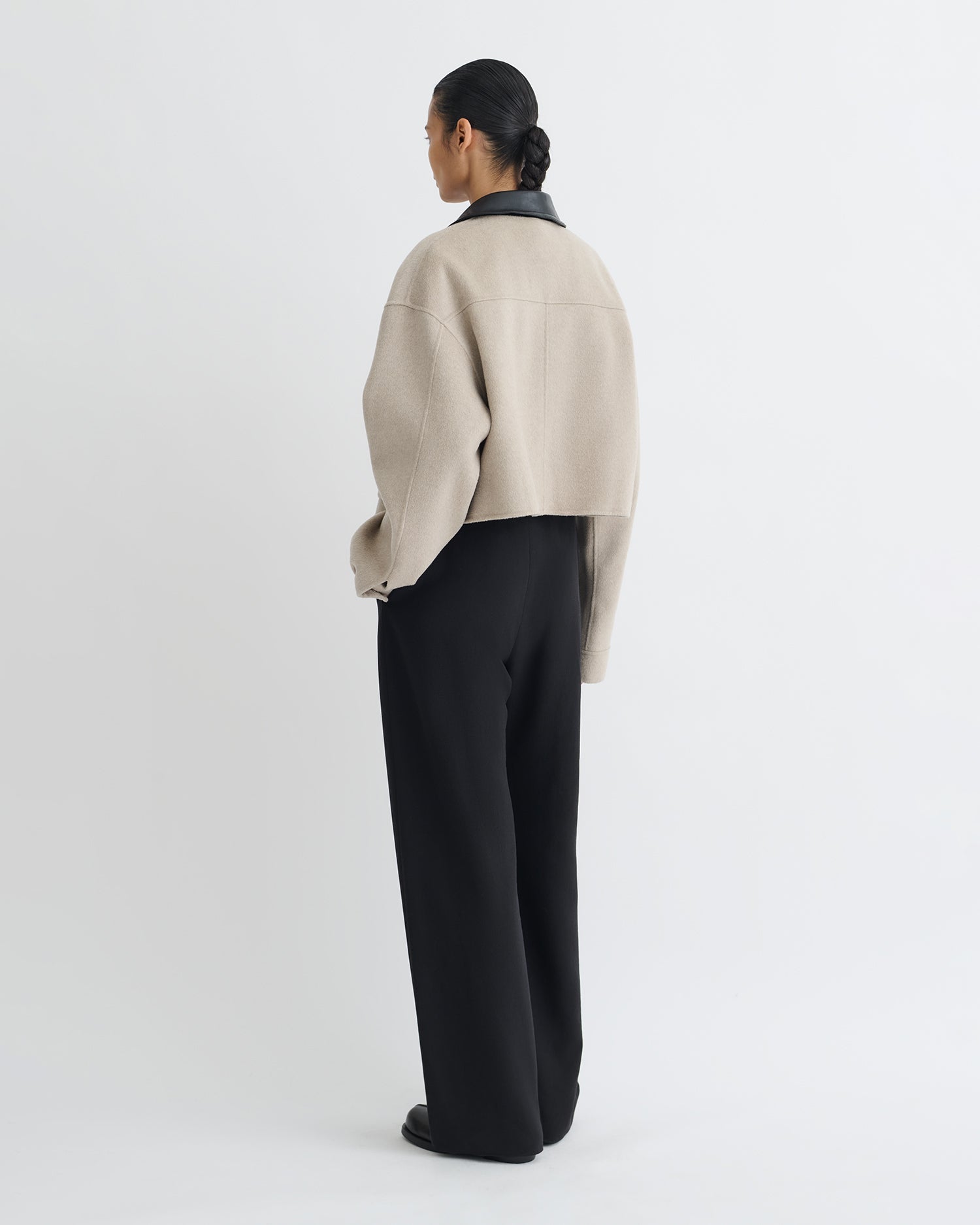 Nanushka Phebe - Cropped Double Wool Jacket - Stone/Black