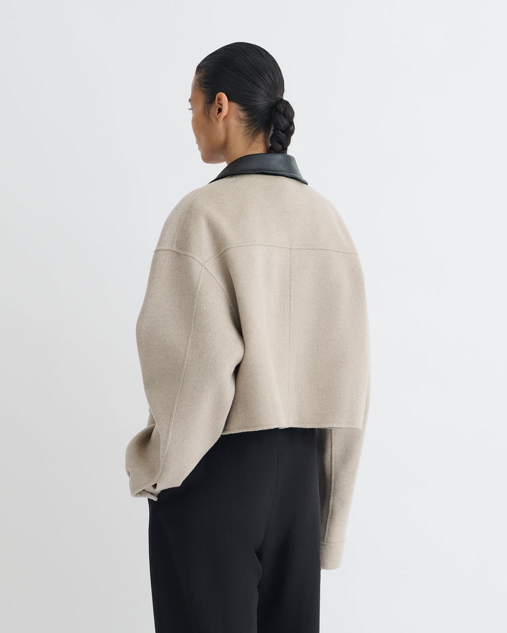 Nanushka Phebe - Cropped Double Wool Jacket - Stone/Black