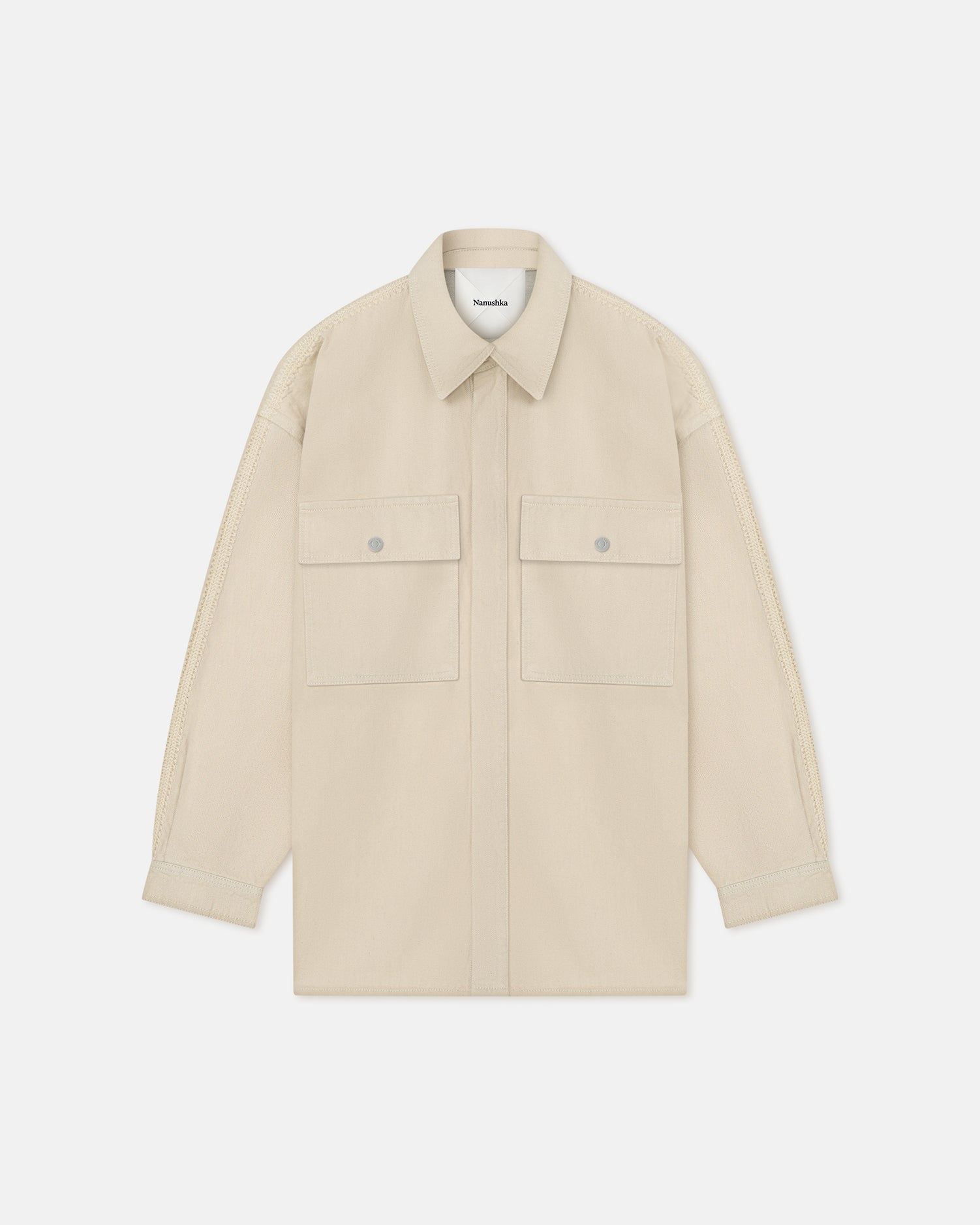 Nanushka Mariann - Oversized Denim Shirt - Beige