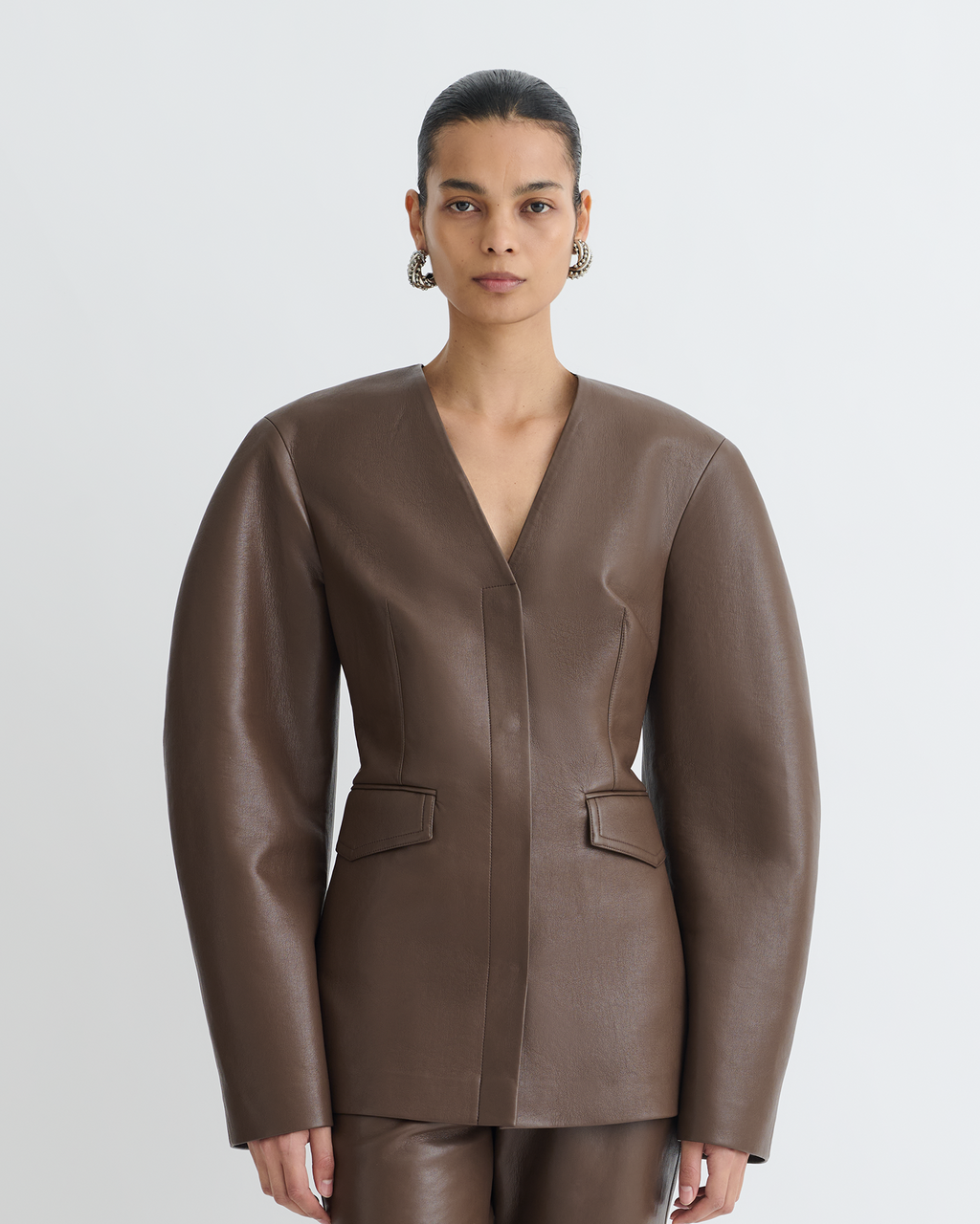 Nanushka Erina - Regenerated Leather Jacket - Chocolate