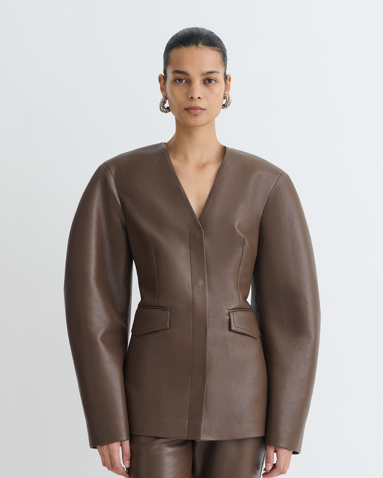 Nanushka Erina - Regenerated Leather Jacket - Chocolate