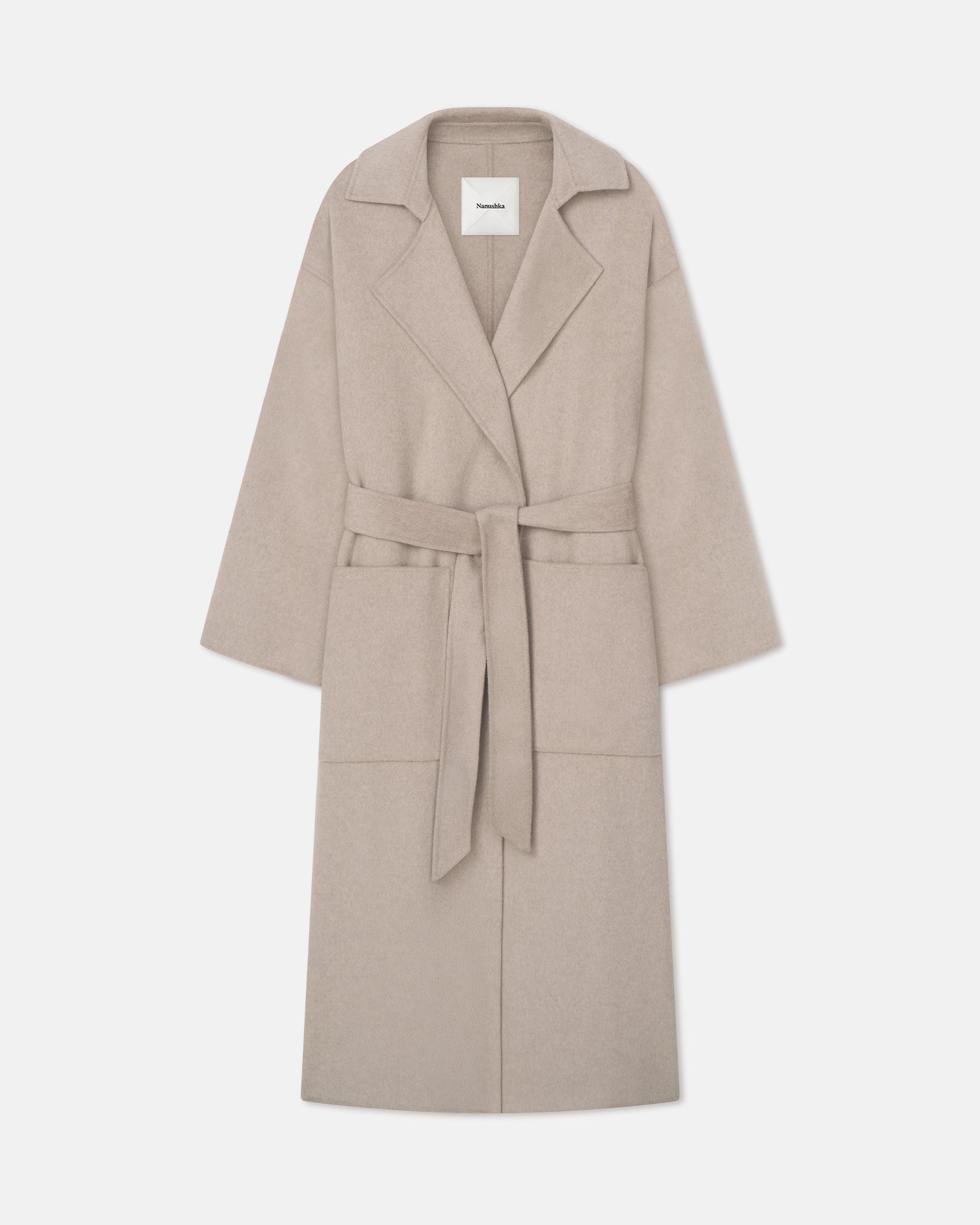 Nanushka Salima - Double Wool Robe Coat - Stone