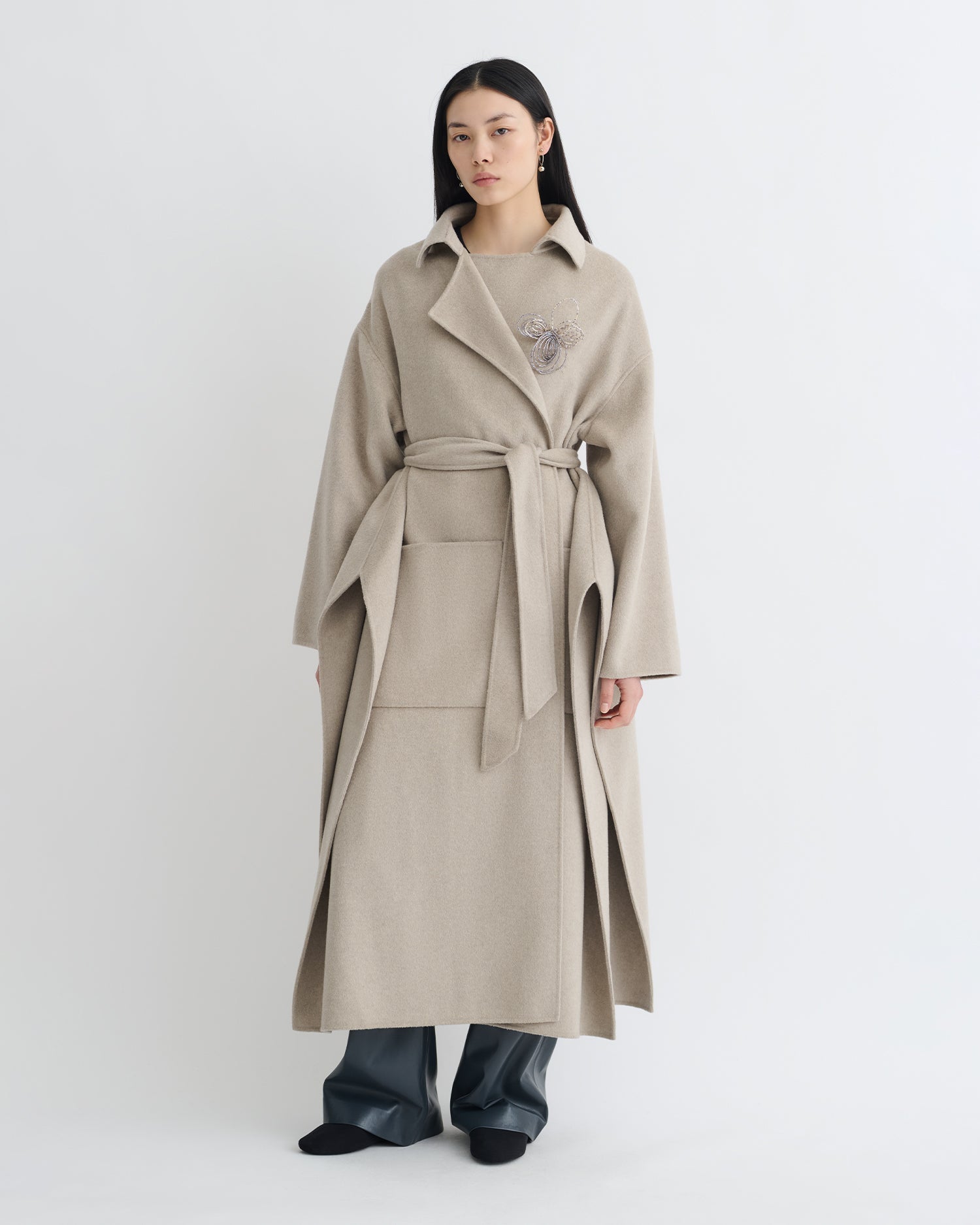 Nanushka Salima - Double Wool Robe Coat - Stone