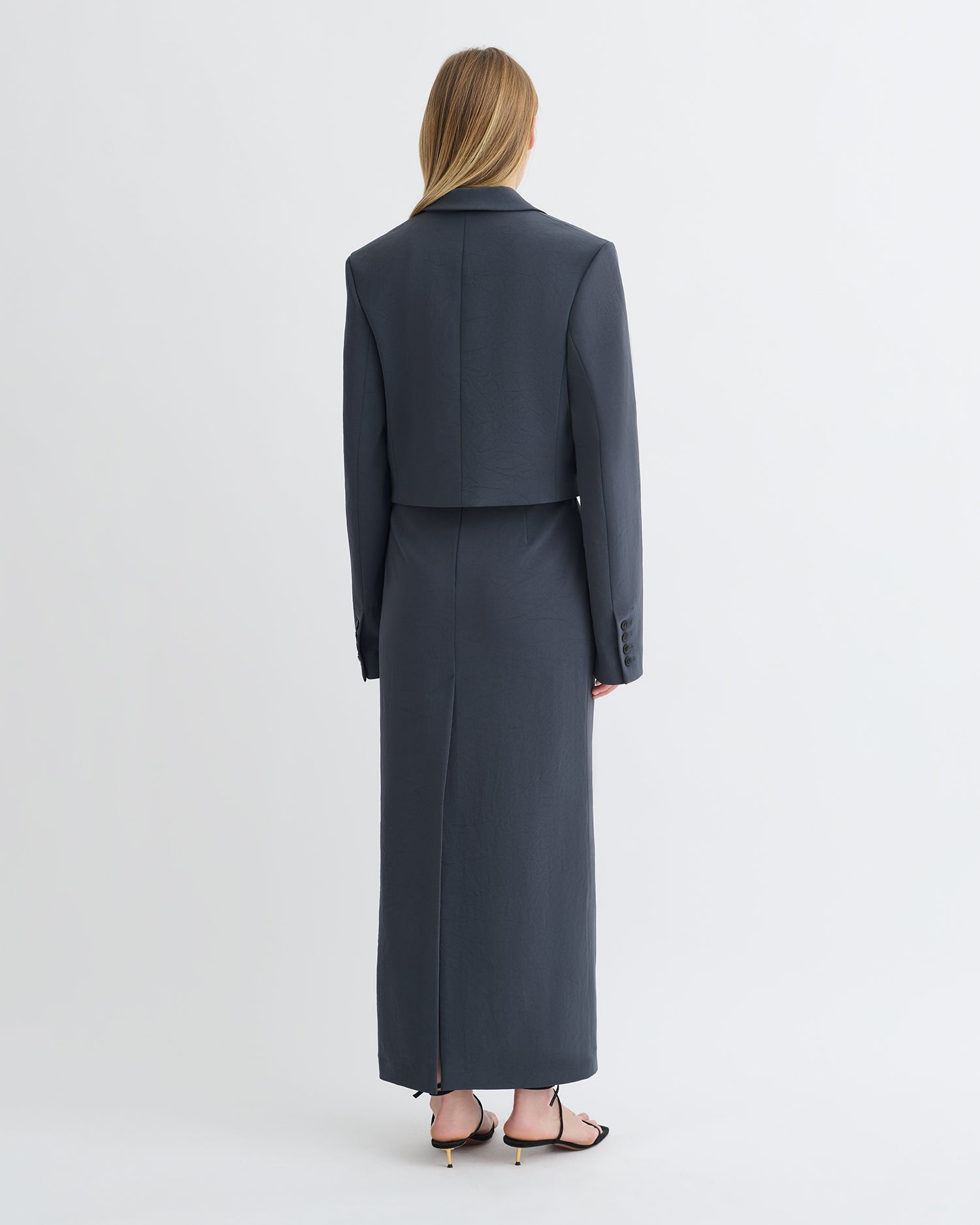 Nanushka Sinead - Cropped Paper Jersey Blazer - Dusty Blue