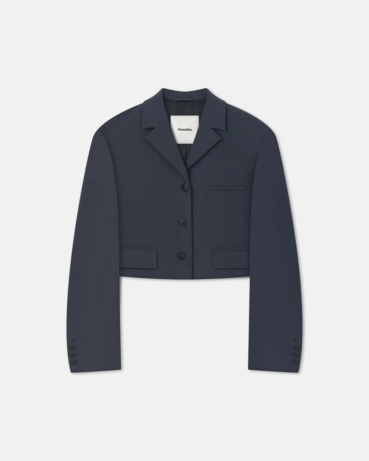 Nanushka Sinead - Cropped Paper Jersey Blazer - Dusty Blue