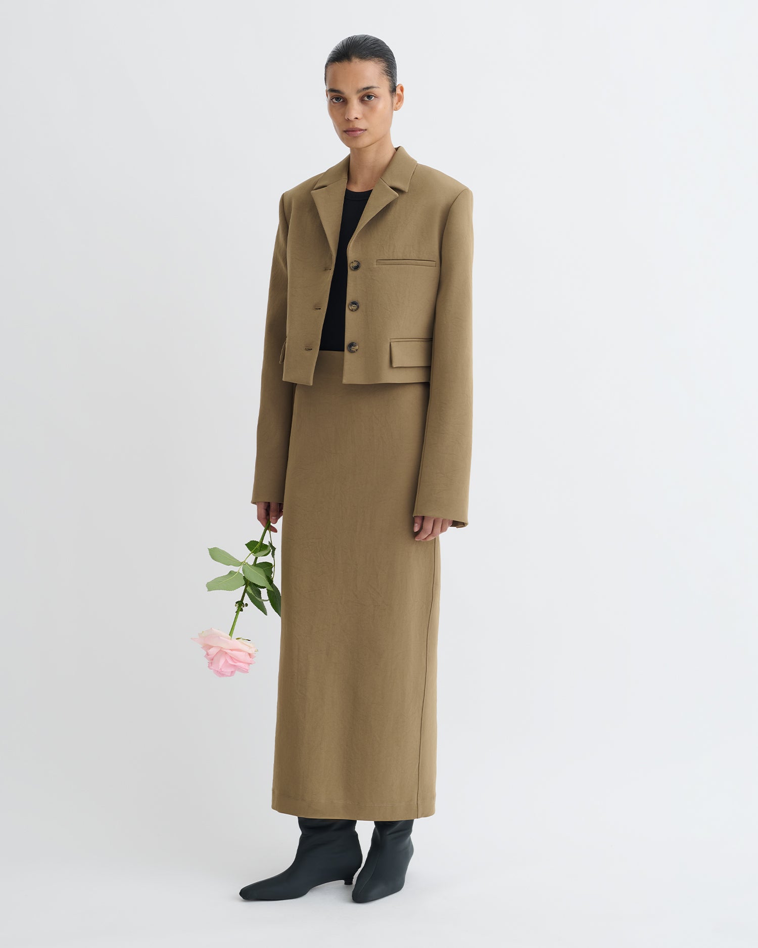 Nanushka Sinead - Cropped Paper Jersey Blazer - Brown
