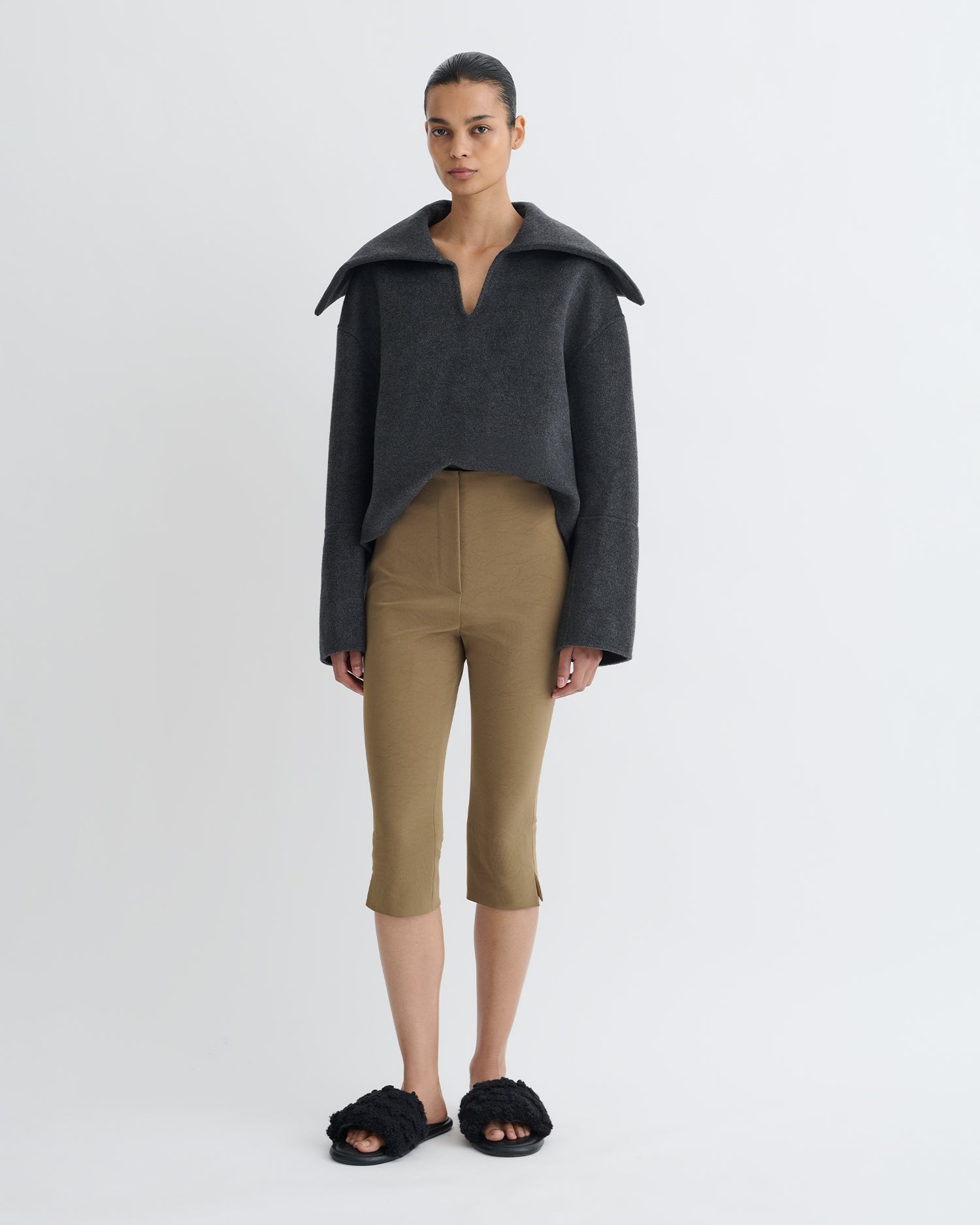 Nanushka Saoirse - Paper Jersey Capri Pants - Brown
